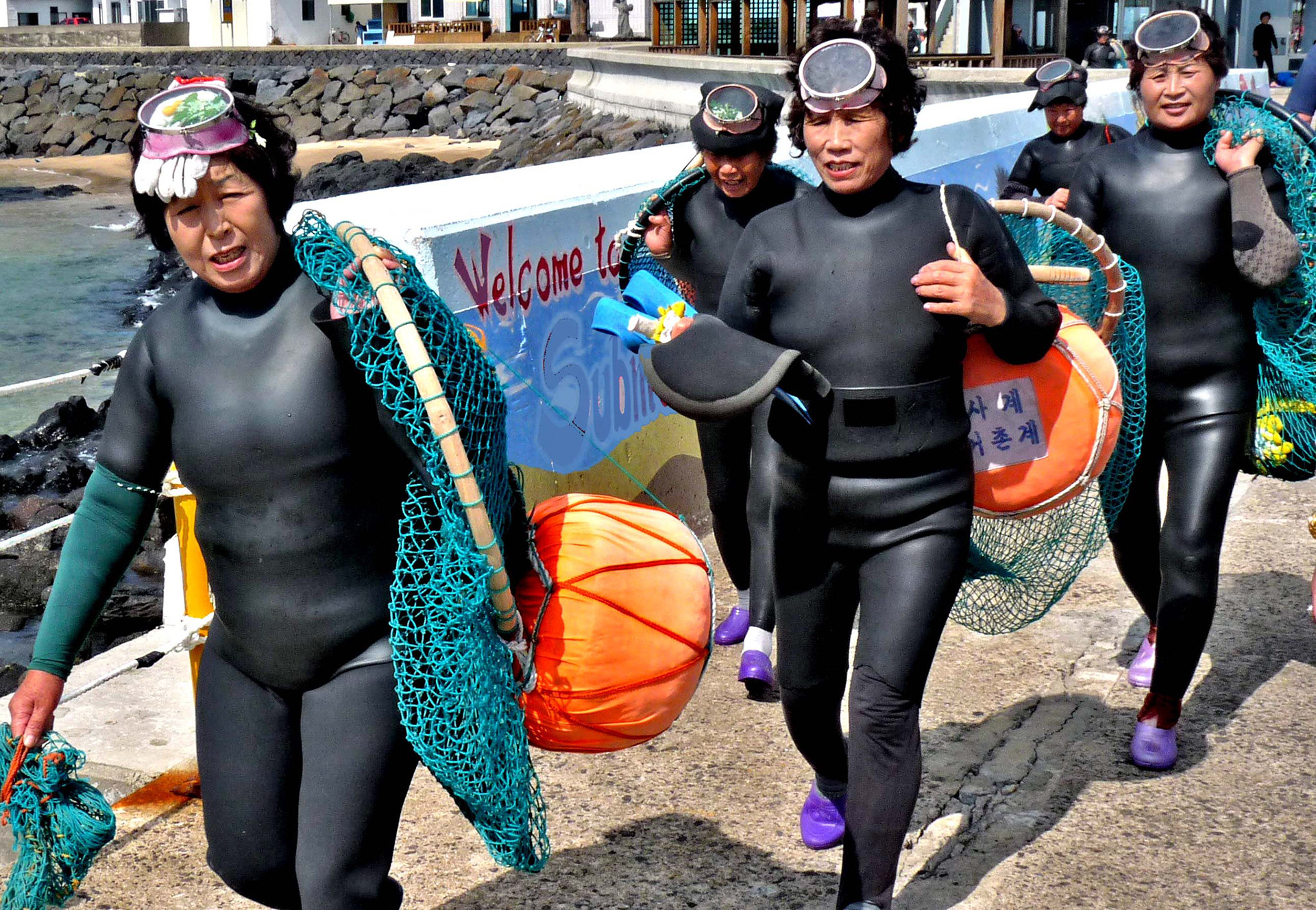 The  legendary female free-divers from Jeju Island in South Korea who harvest seafood from the ocean floor without using oxygen tanks.