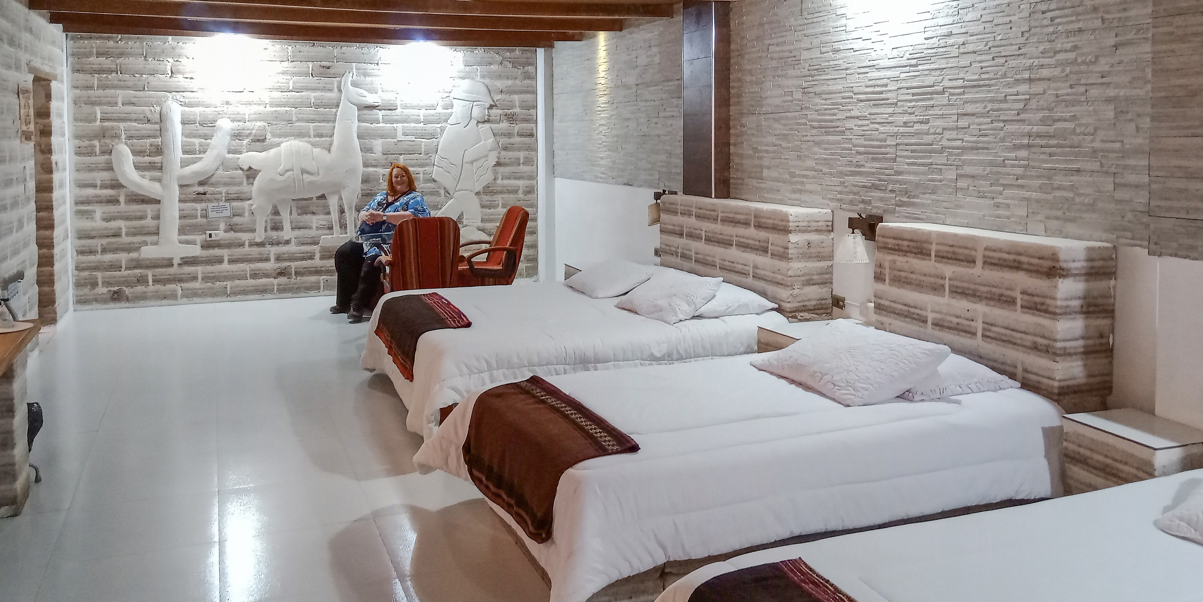 Walls, floor, ceiling and furniture all made of salt