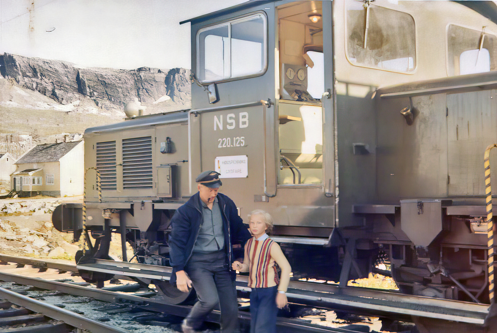 Driving a train at Finse, Norway