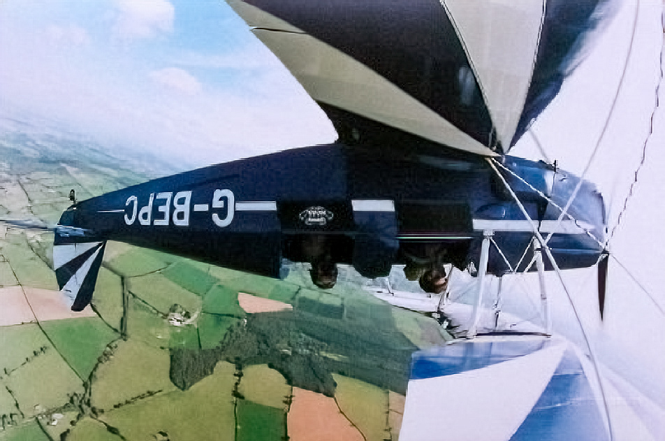 Upside down over the English countryside