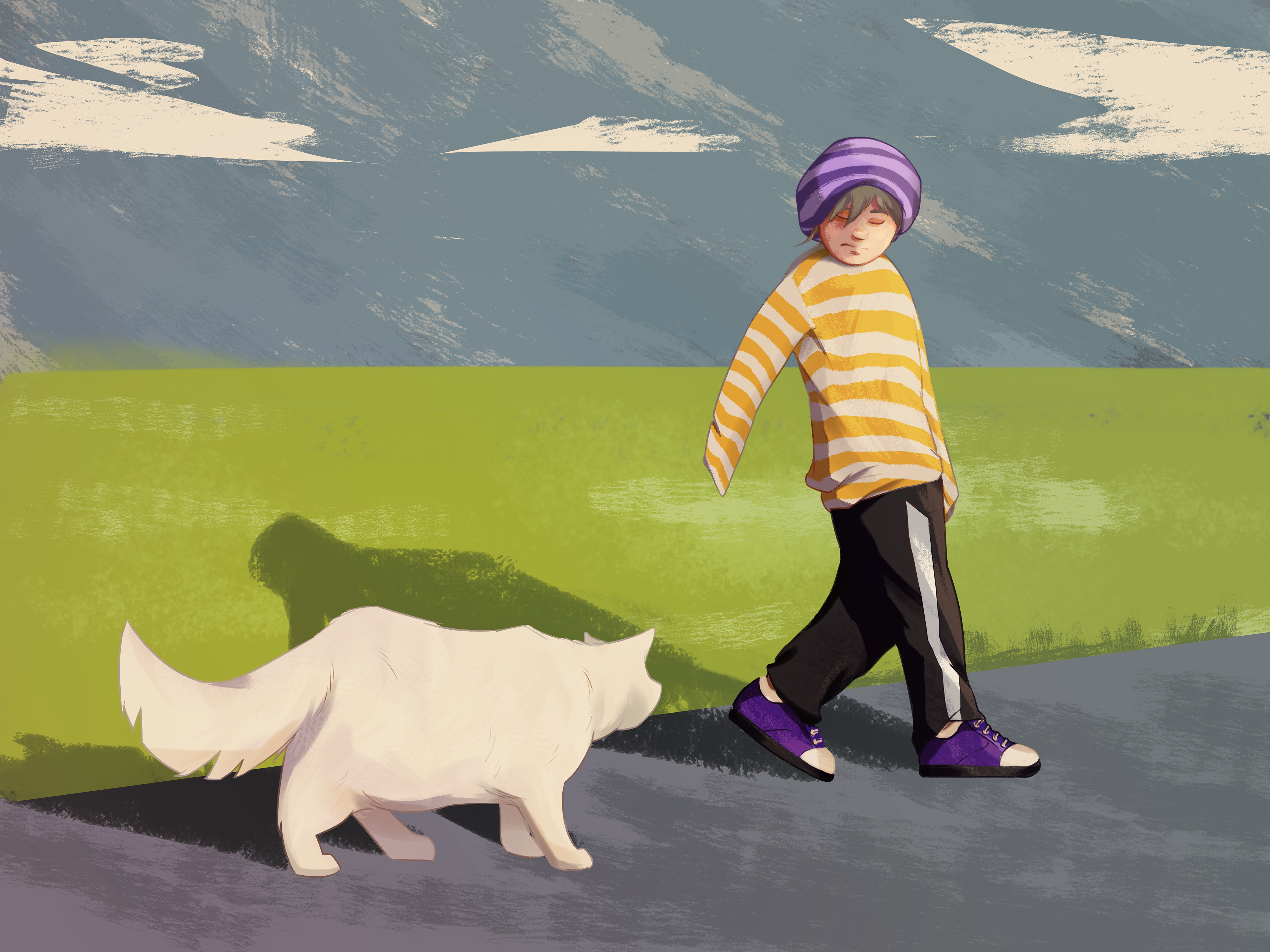 Boy & Cat, Study
