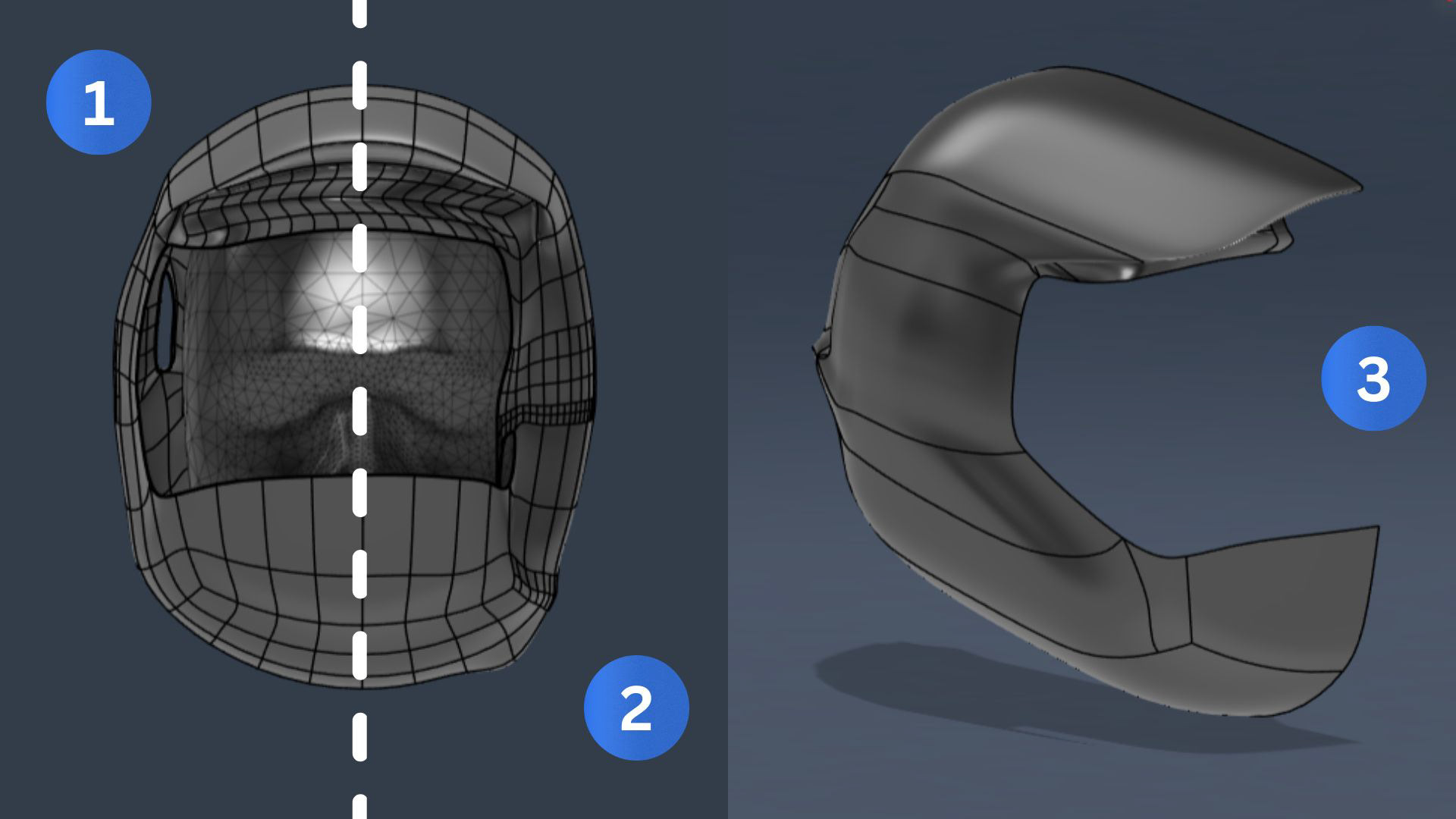 1 - Dual Designs, 2 - Chosen Shape, 3 - Split&Mirror