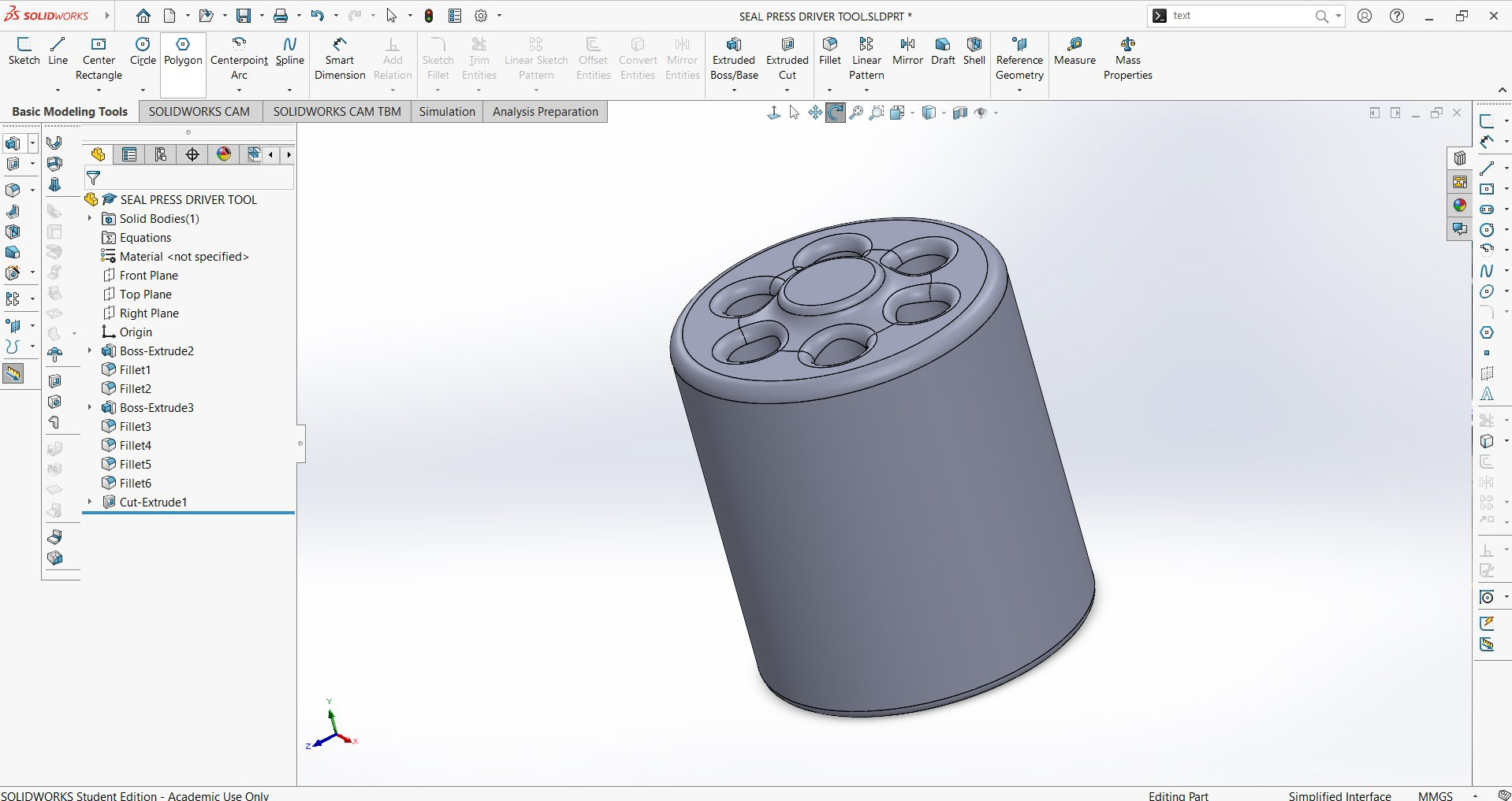 Designed a light tool (Custom Axle Seal Driver)