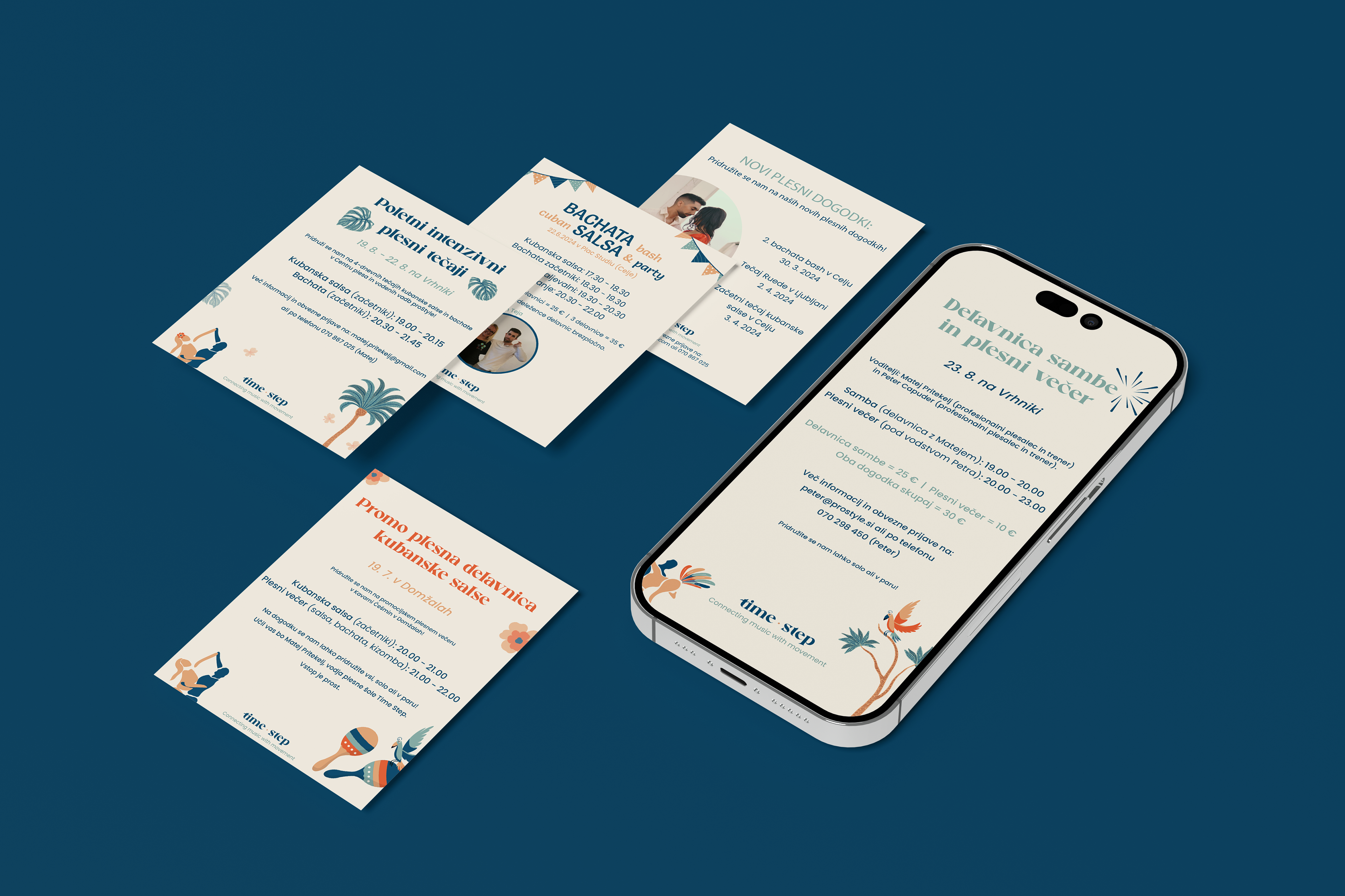 Flyers, Posters, Social Media Posts and Visual Identity Design - Time Step (Dance School)
