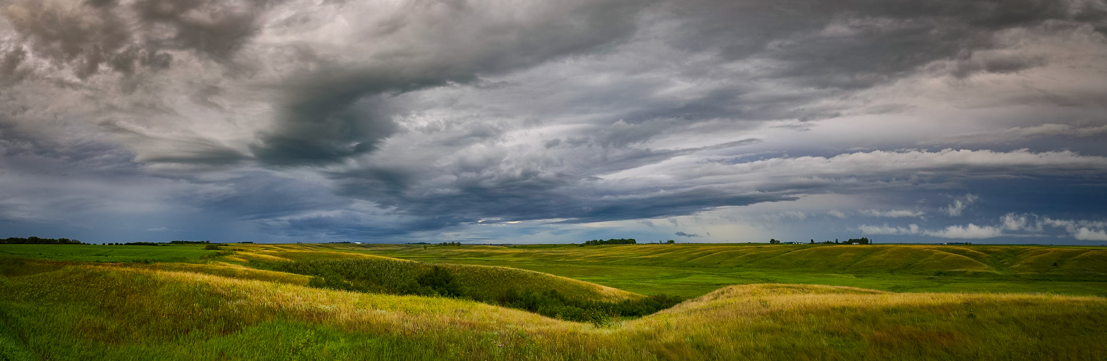 Prairie Grasslands With Stormy Sky