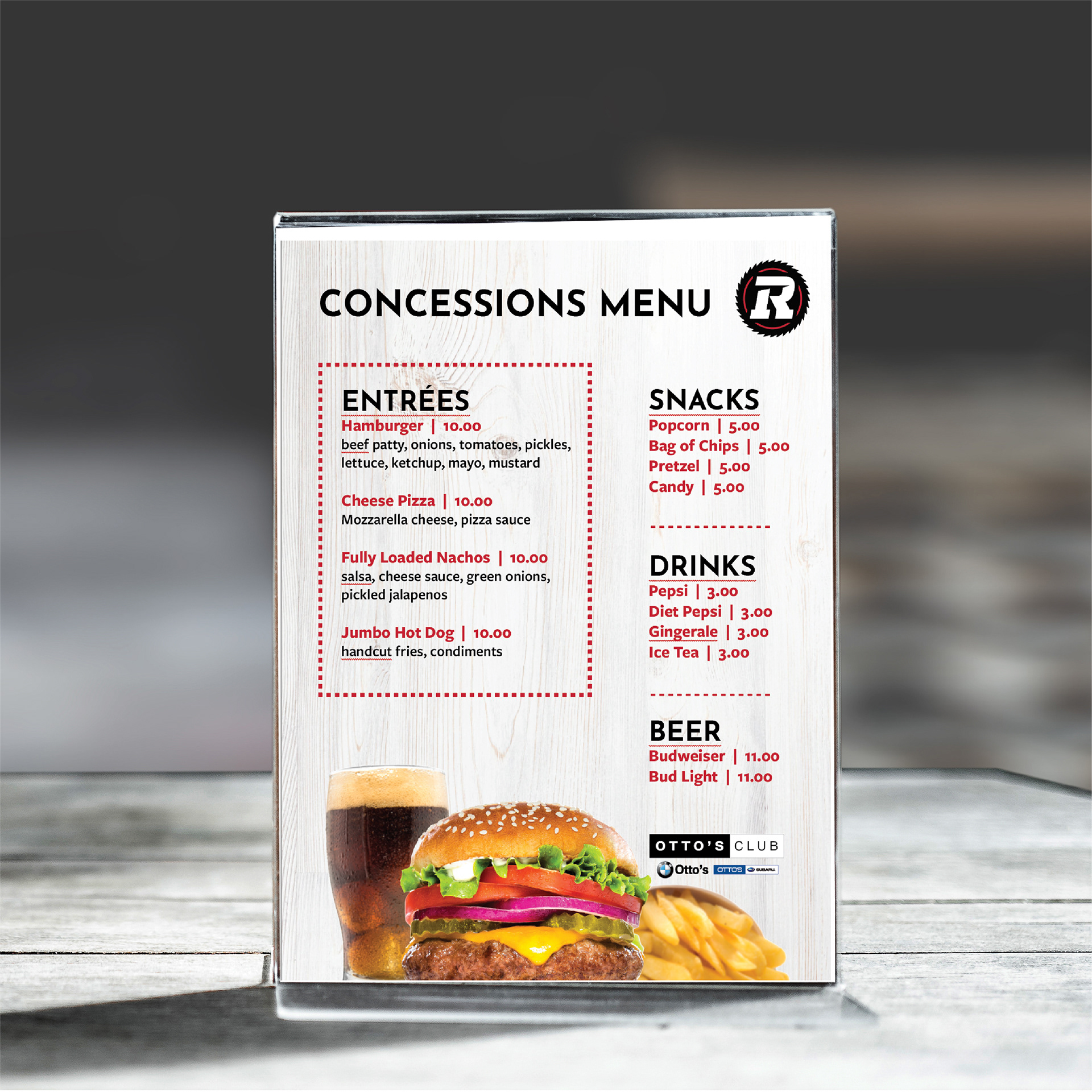 TD Place concessions menu