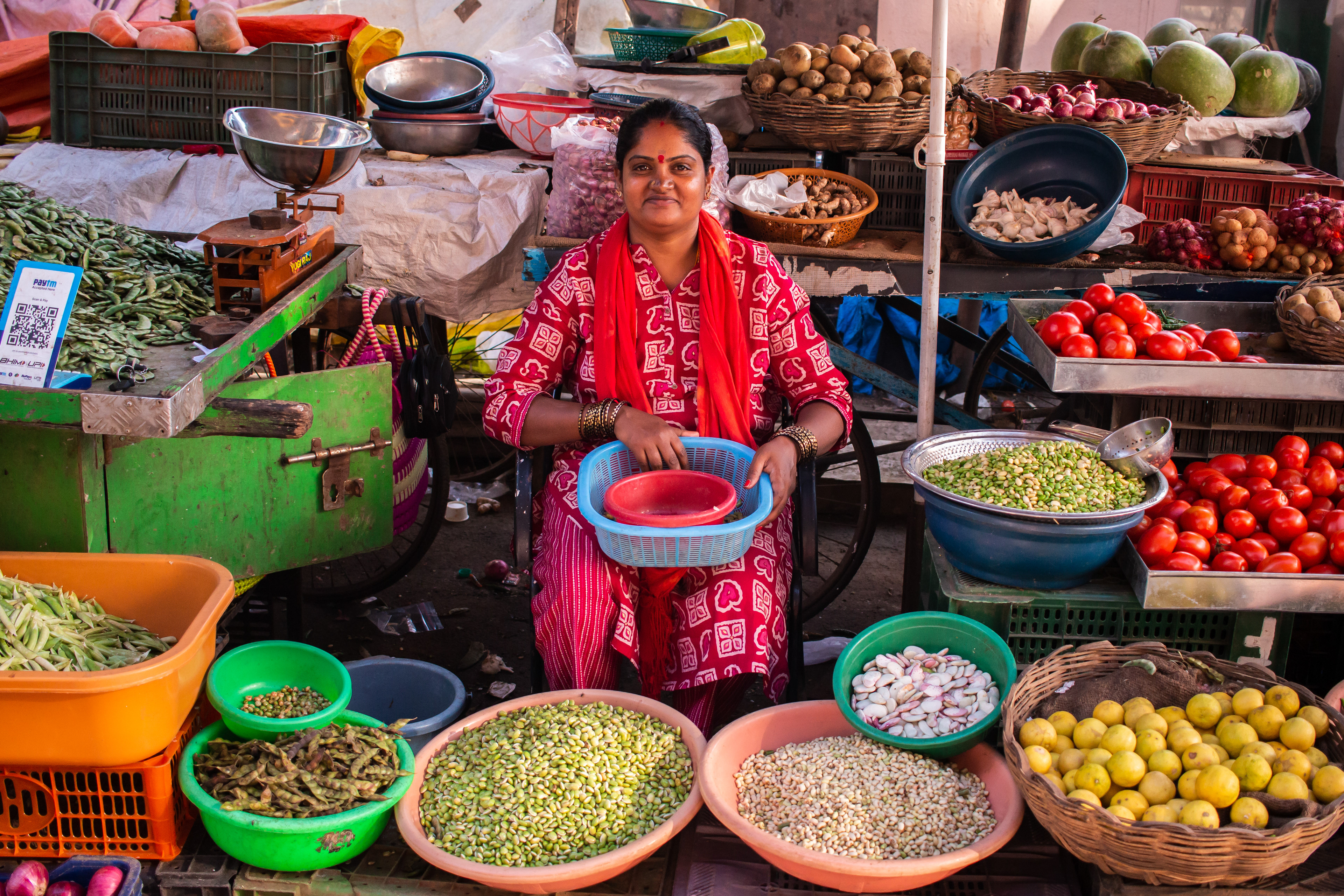 Market Scene with Seated Woman (Bangalore, India, 2025)