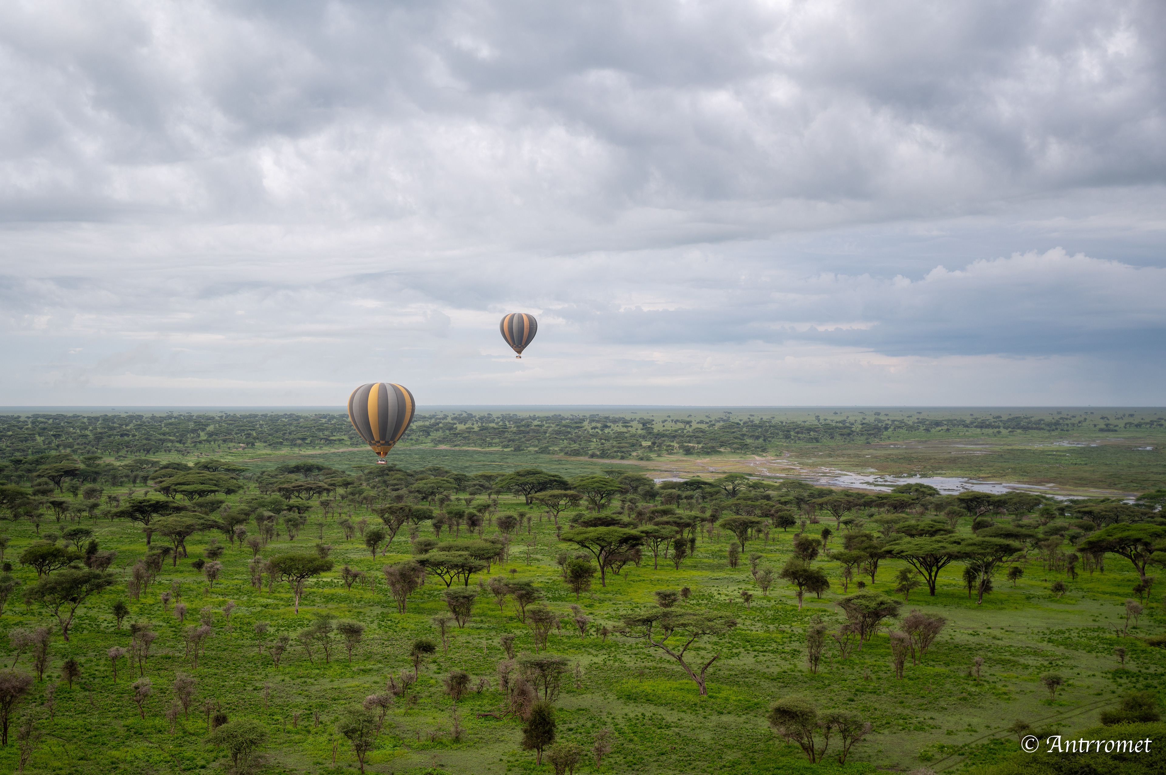 View from hot air balloon ride over Ndutu region