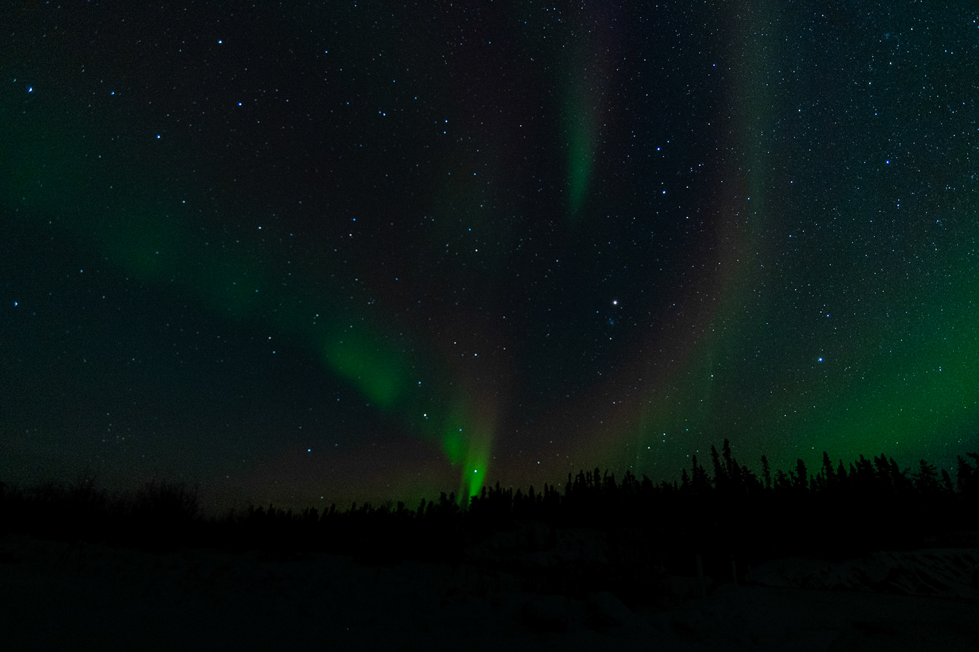 Northern lights at Prelude Lake E, Ingraham Trail
