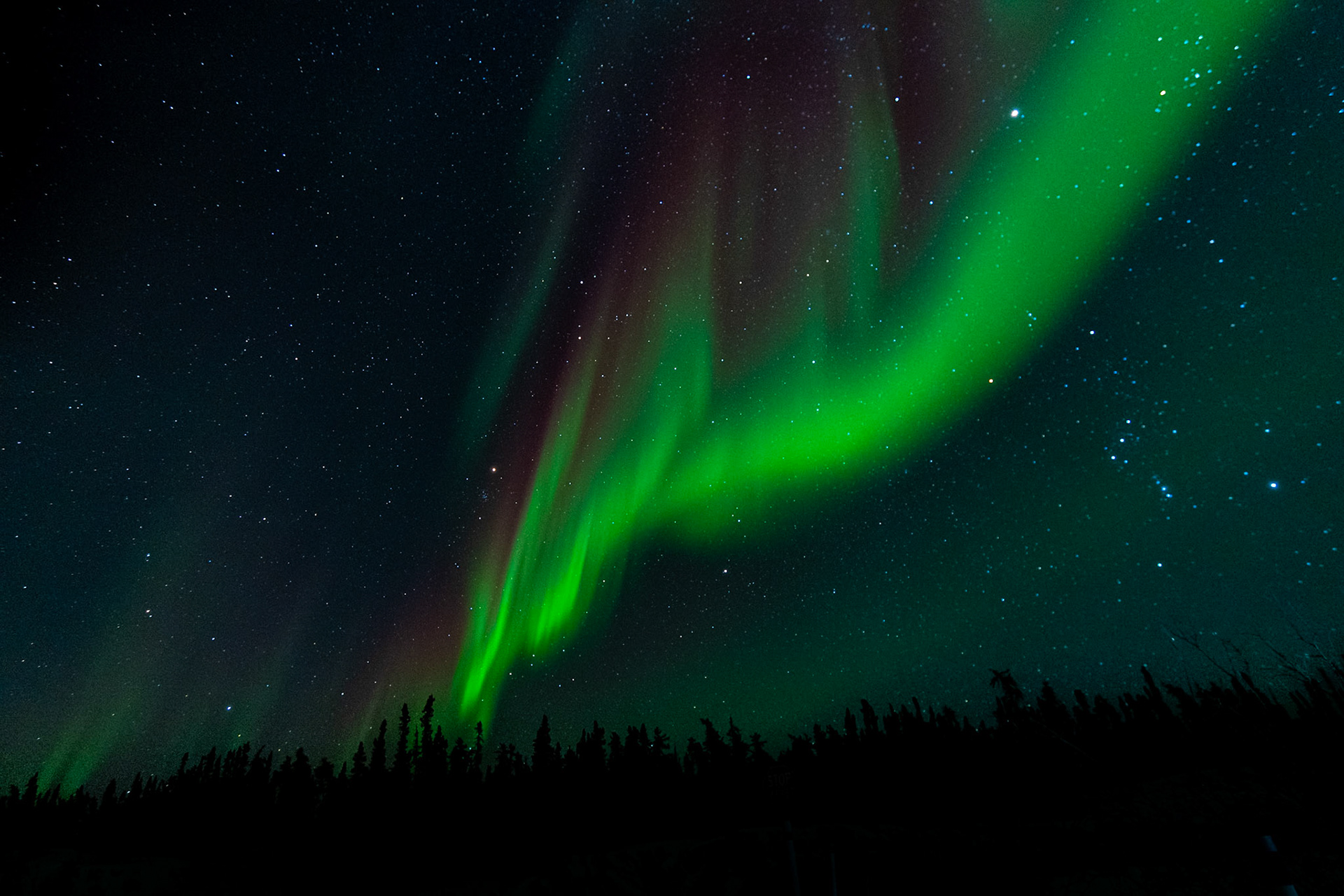 Northern lights at Prelude Lake E, Ingraham Trail