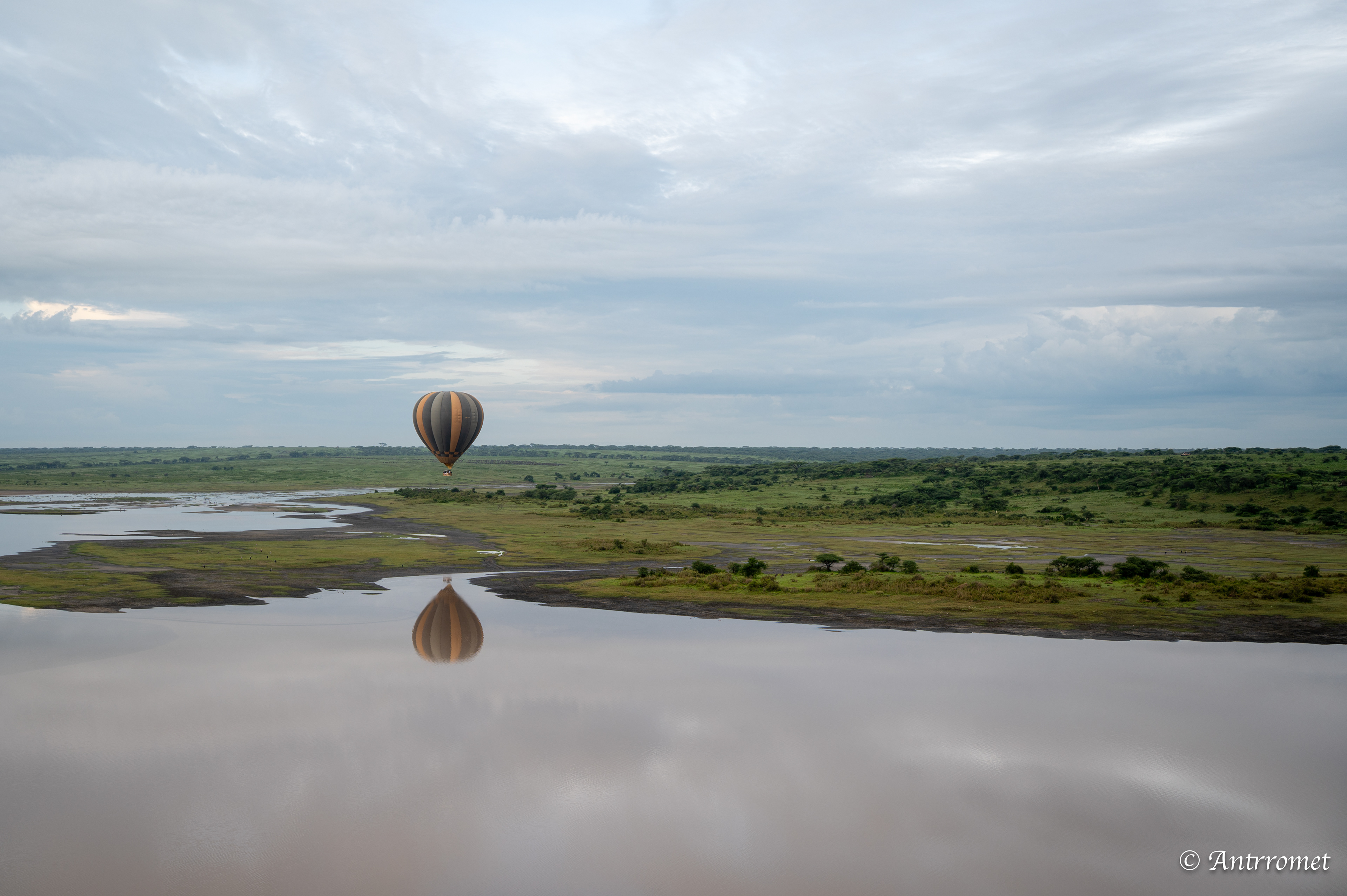 View from hot air balloon ride over Ndutu region