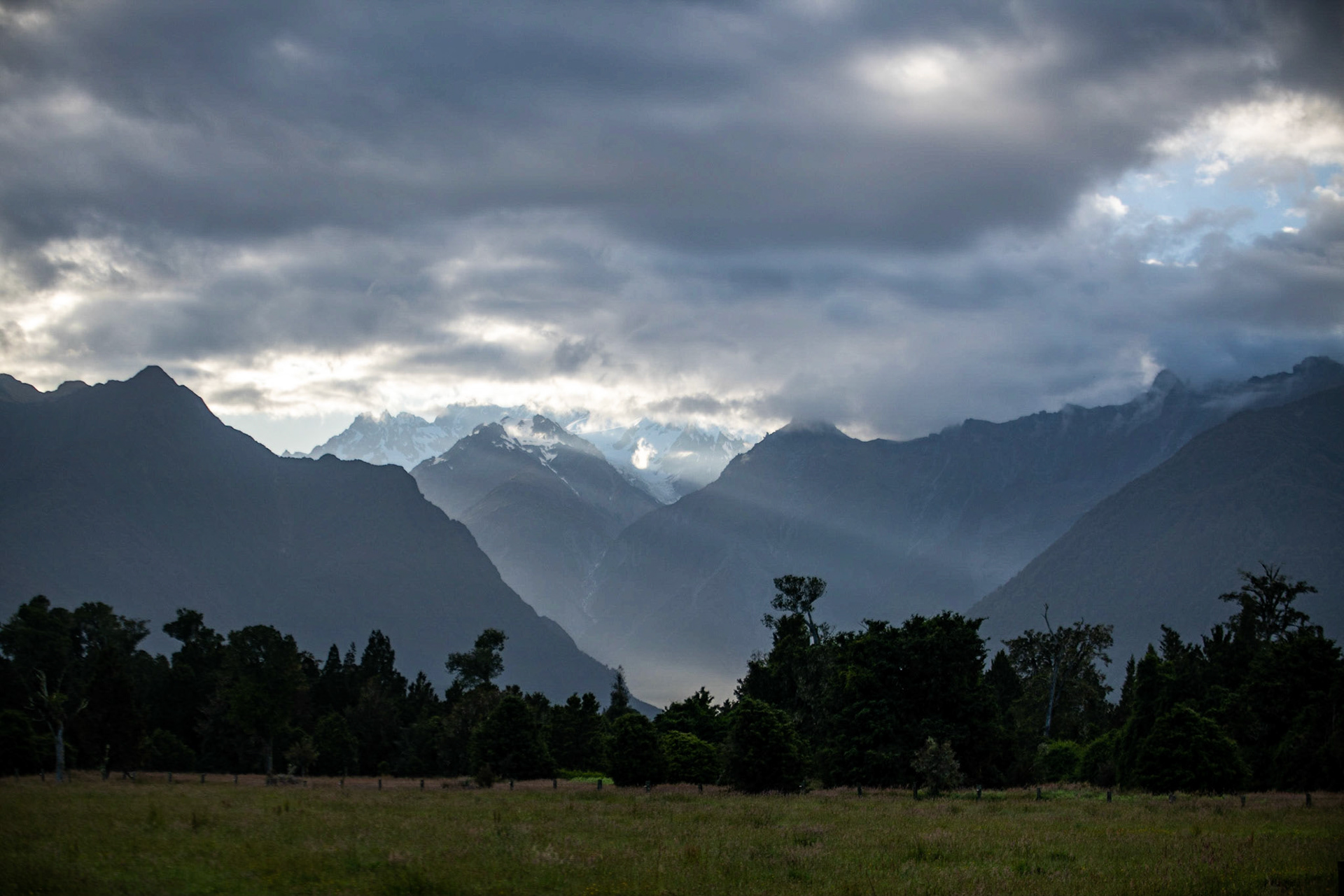 Mount Tasman and Mount Cook from Lake Matheson Walk
