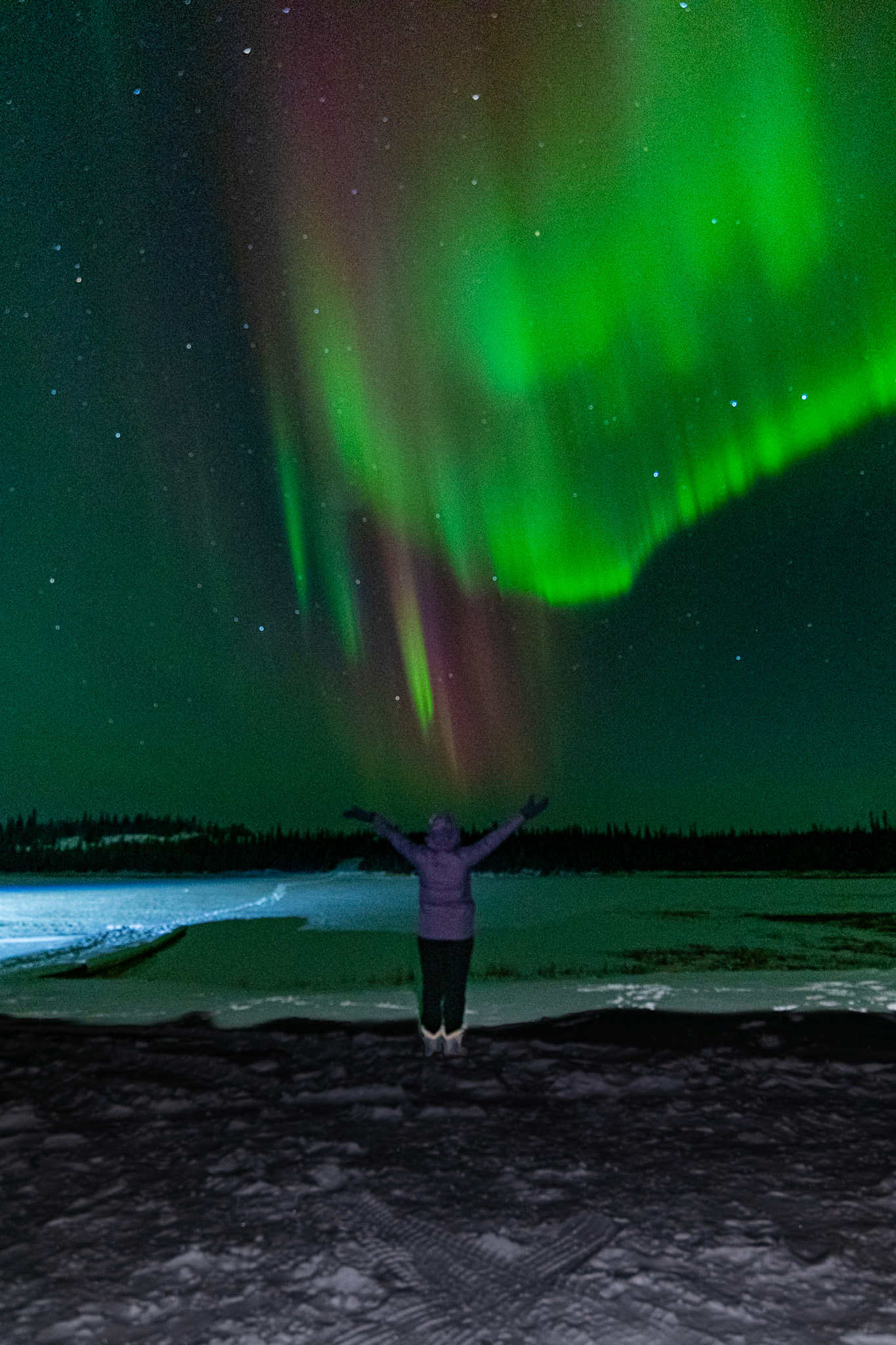 Northern lights at Prosperous Lake, Ingraham Trail