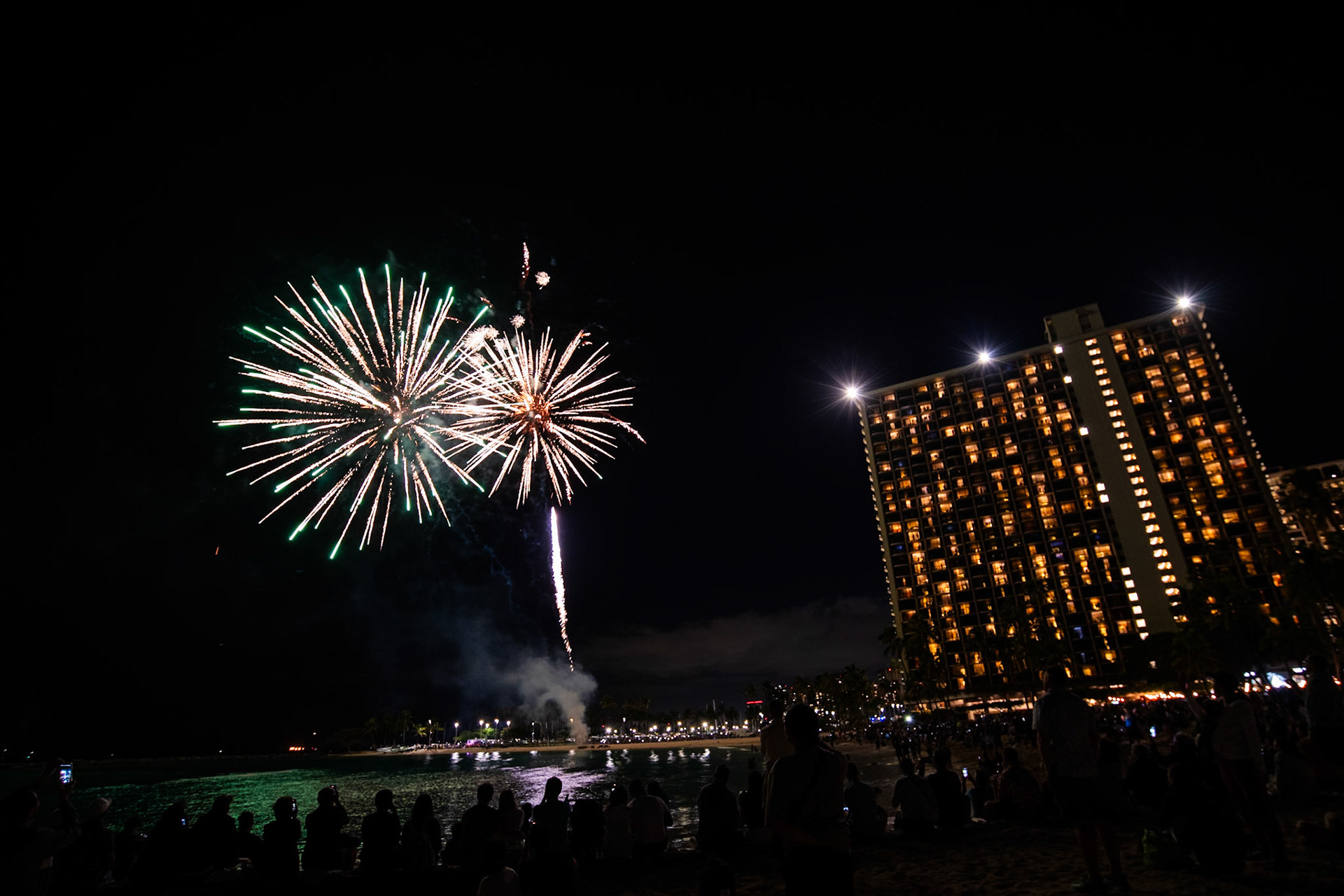 Fireworks at Hilton Hawaiian Village Waikiki Beach
