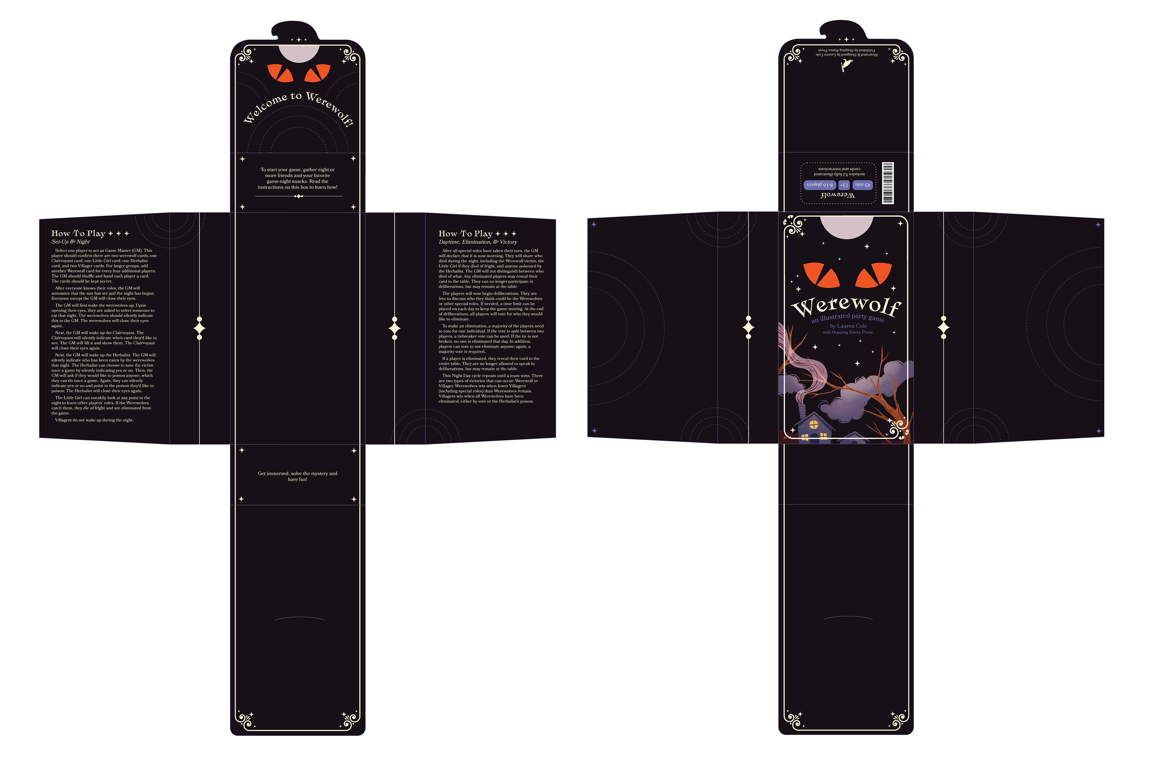 "Werewolf Card Box Design," Digital (Illustrations done in Procreate, Layout done in Adobe Illustrator)