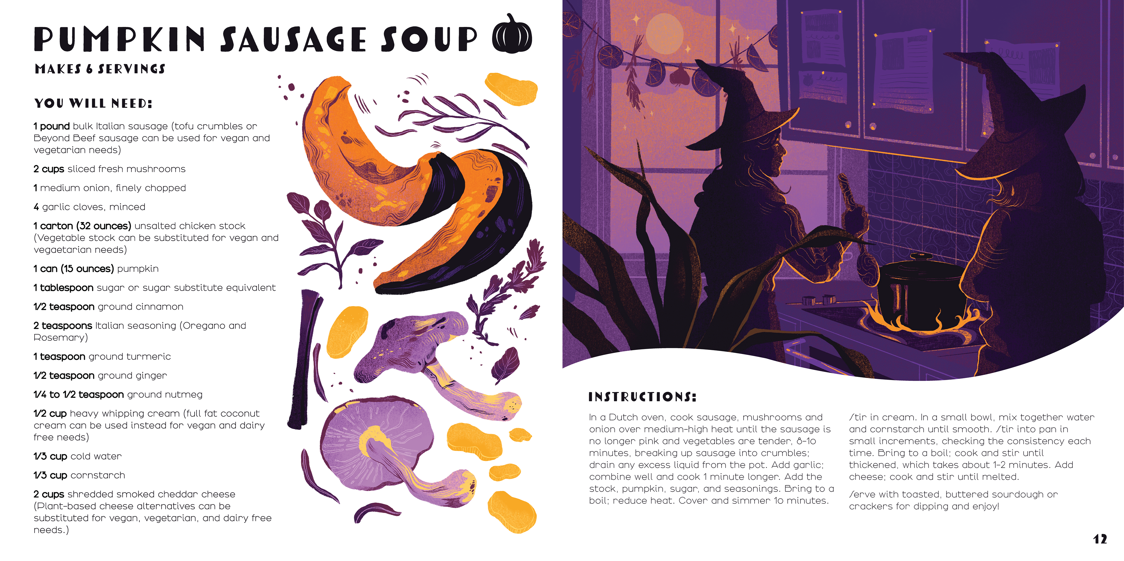 "Cauldron Cookery Cover," Digital (Illustration done in Procreate, Layout done in Adobe Illustrator)