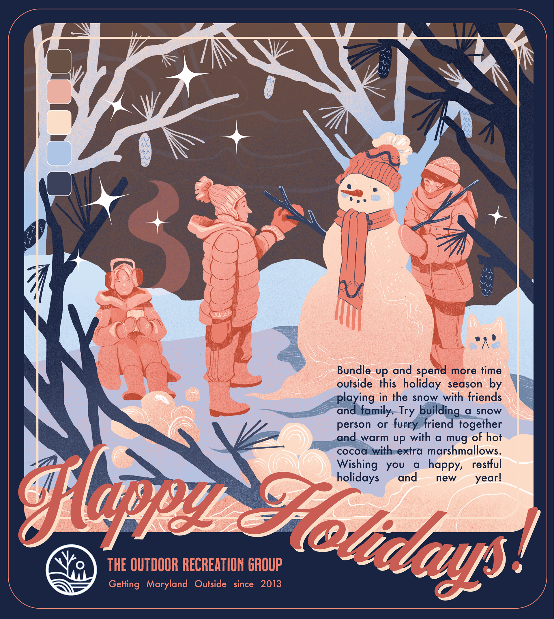 "Happy Holidays Poster," Digital (Illustration done in Procreate, Layout done in Adobe Illustrator)