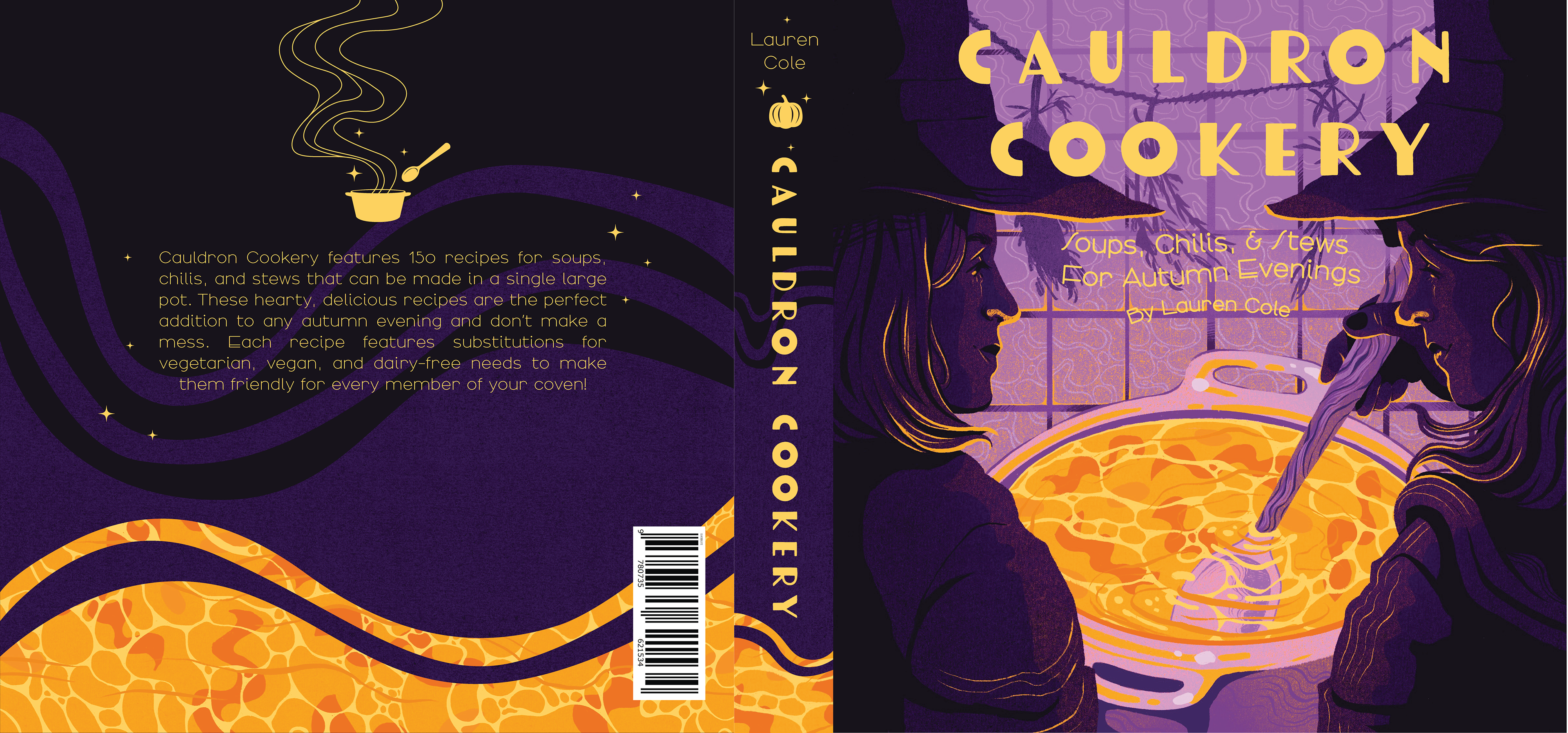 "Cauldron Cookery Cover," Digital (Illustration done in Procreate, Layout done in Adobe Illustrator)