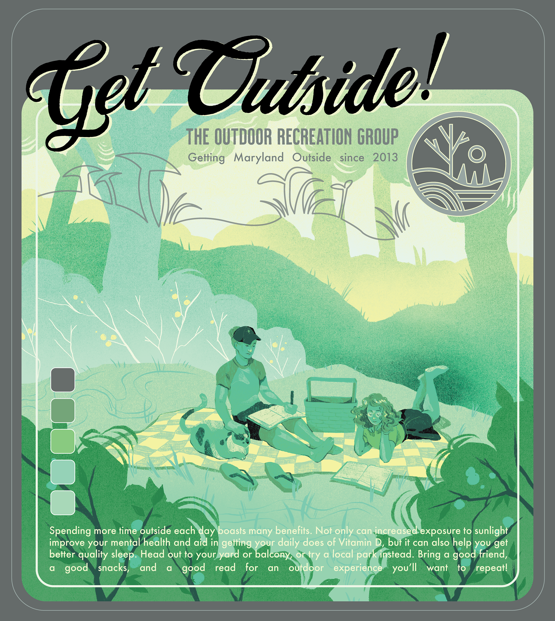 "Get Outside Poster," Digital (Illustration done in Procreate, Layout done in Adobe Illustrator)