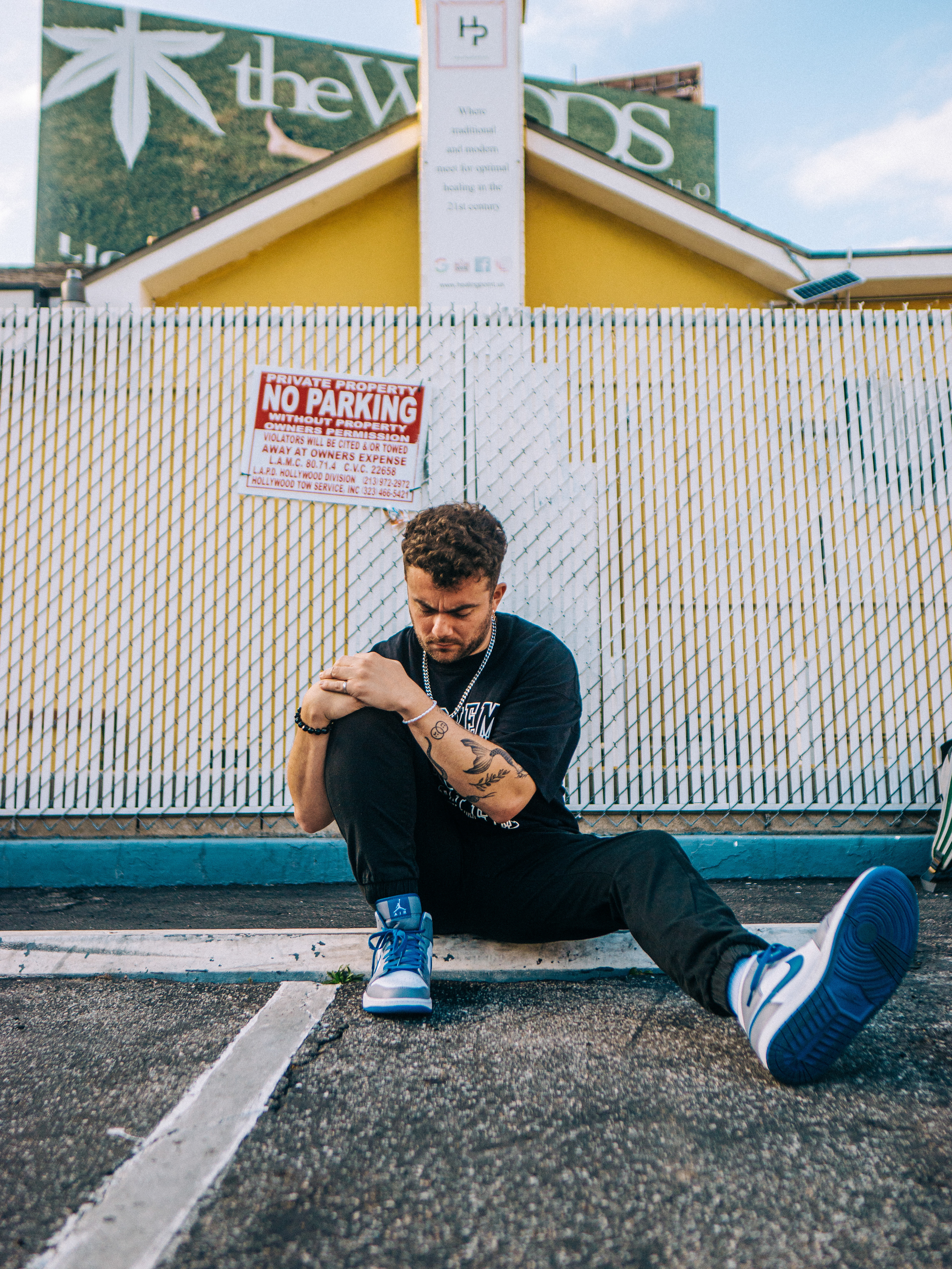 Finding a comfortable pose here was challenging as Blanco was recovering from knee surgery