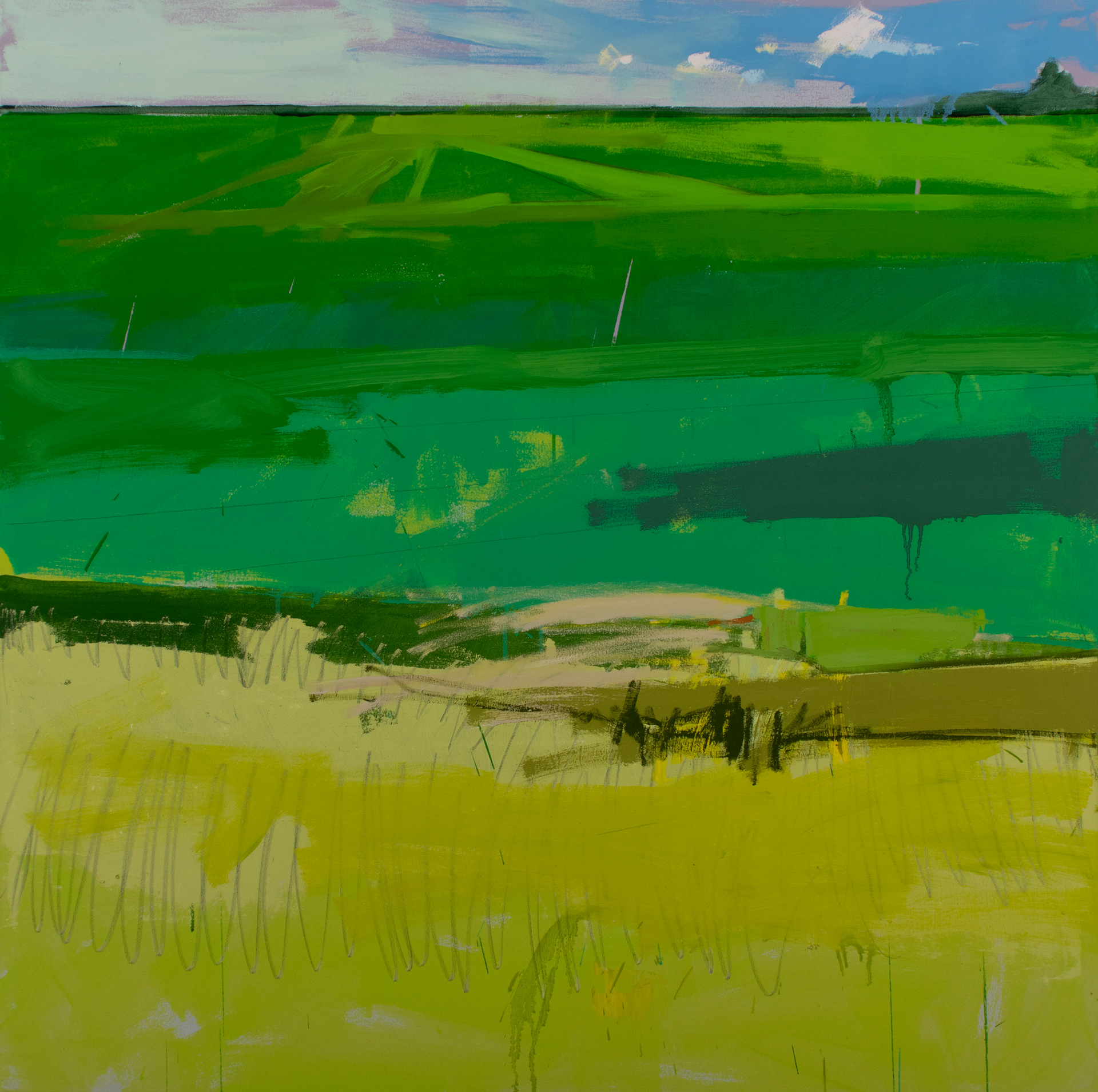 view from a highway, 46" x 46"