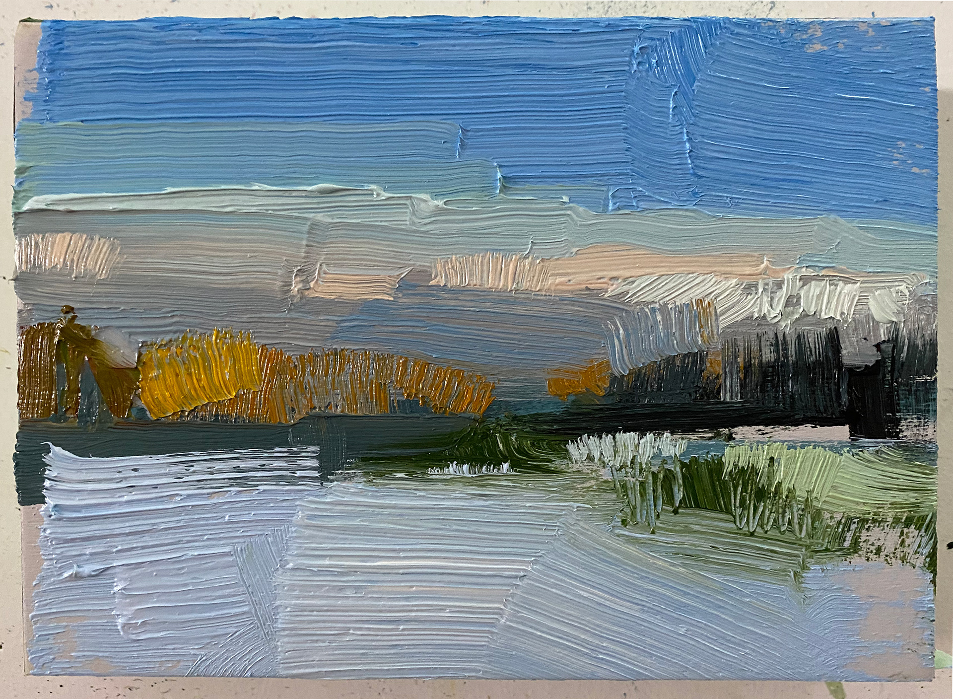 evening, suburb, 8" x 12"