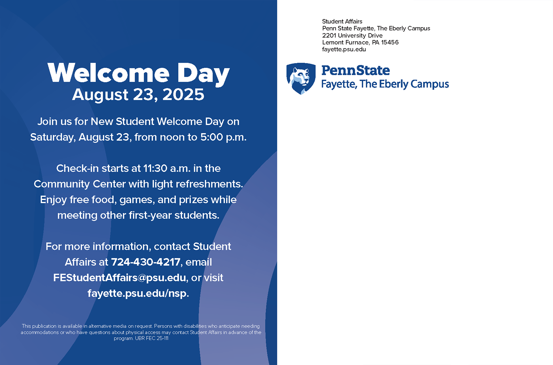 Office of Student Life Postcard, 2025