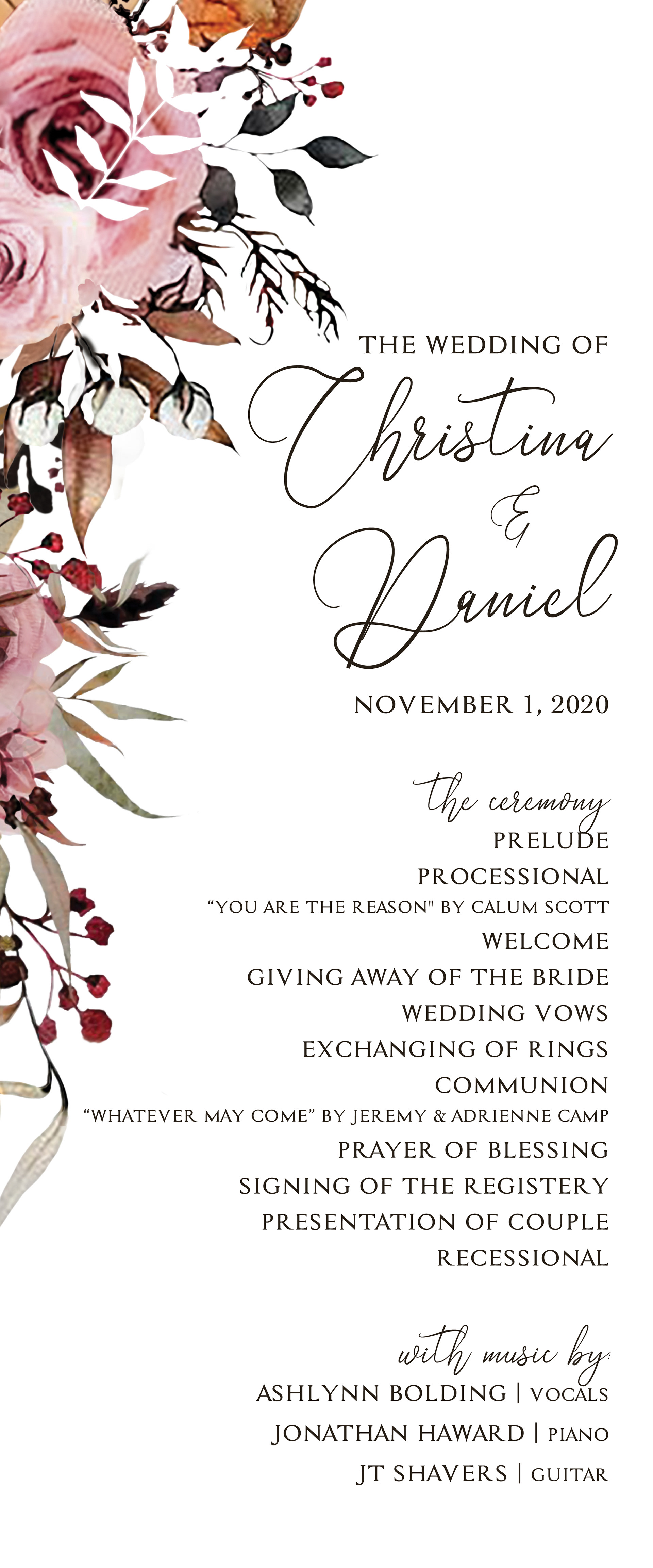 wedding program front