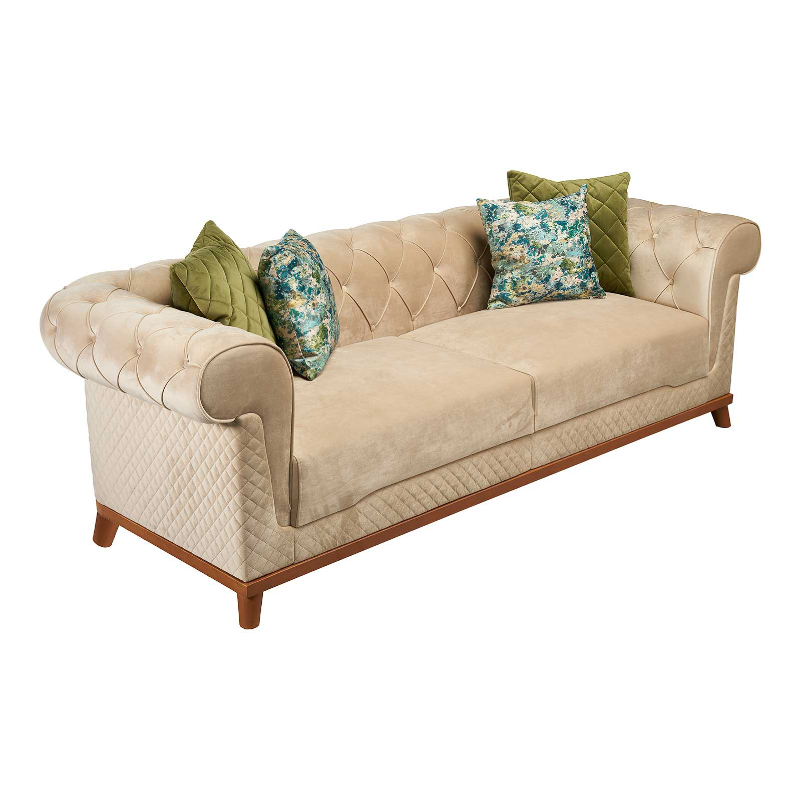 Canapea de doua locuri crem cu perne