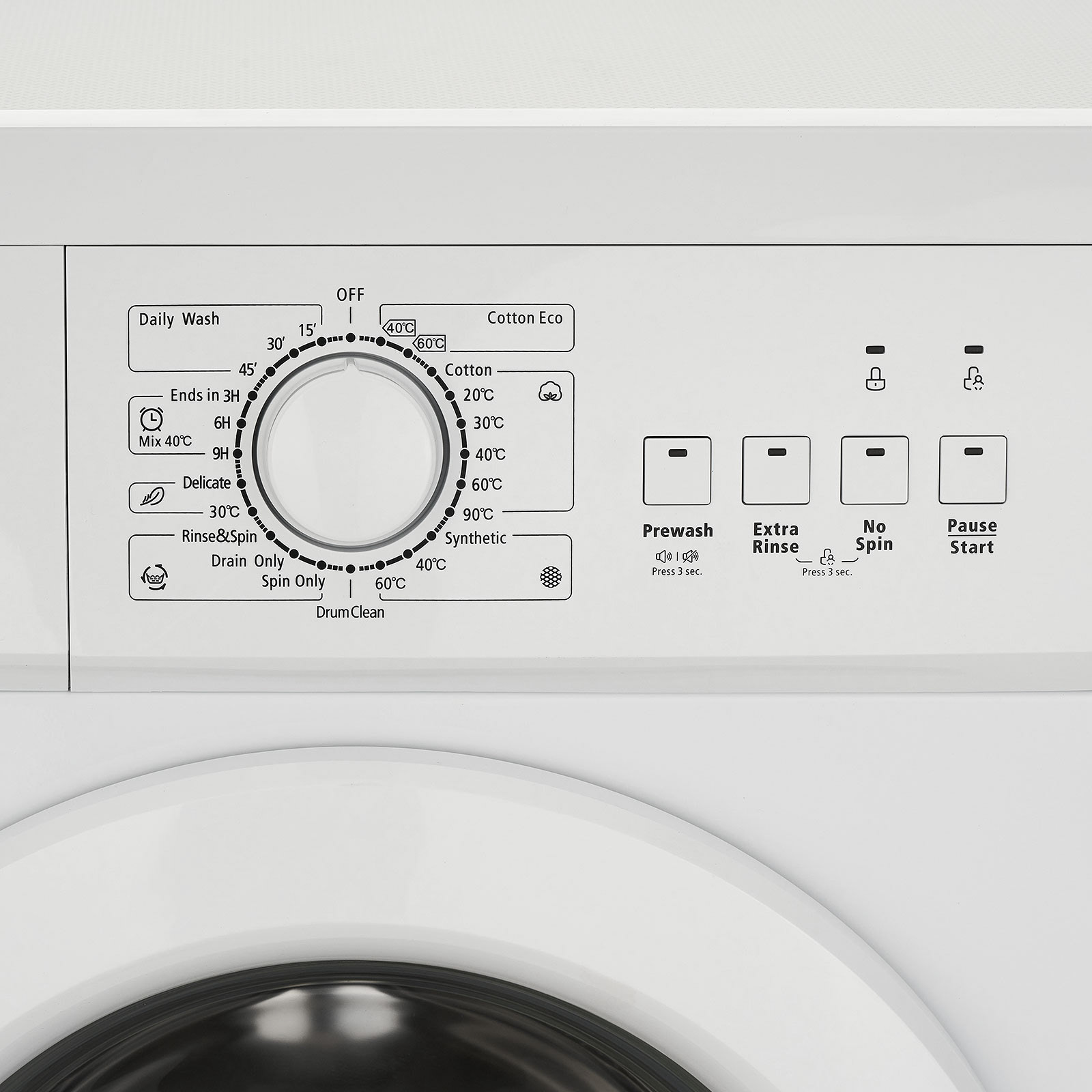 Masina de spalat Heinner alba panou de comanda