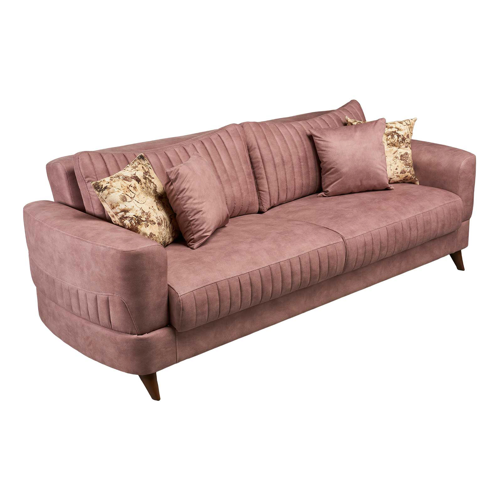 Canapea de doua locuri roz cu perne