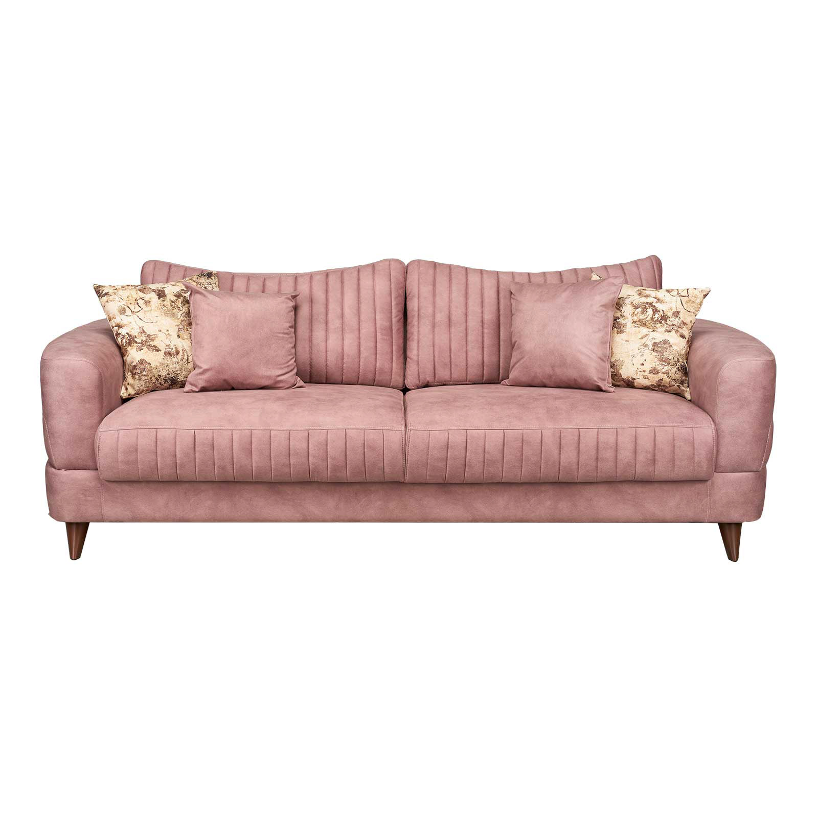 Canapea de doua locuri roz cu perne frontal