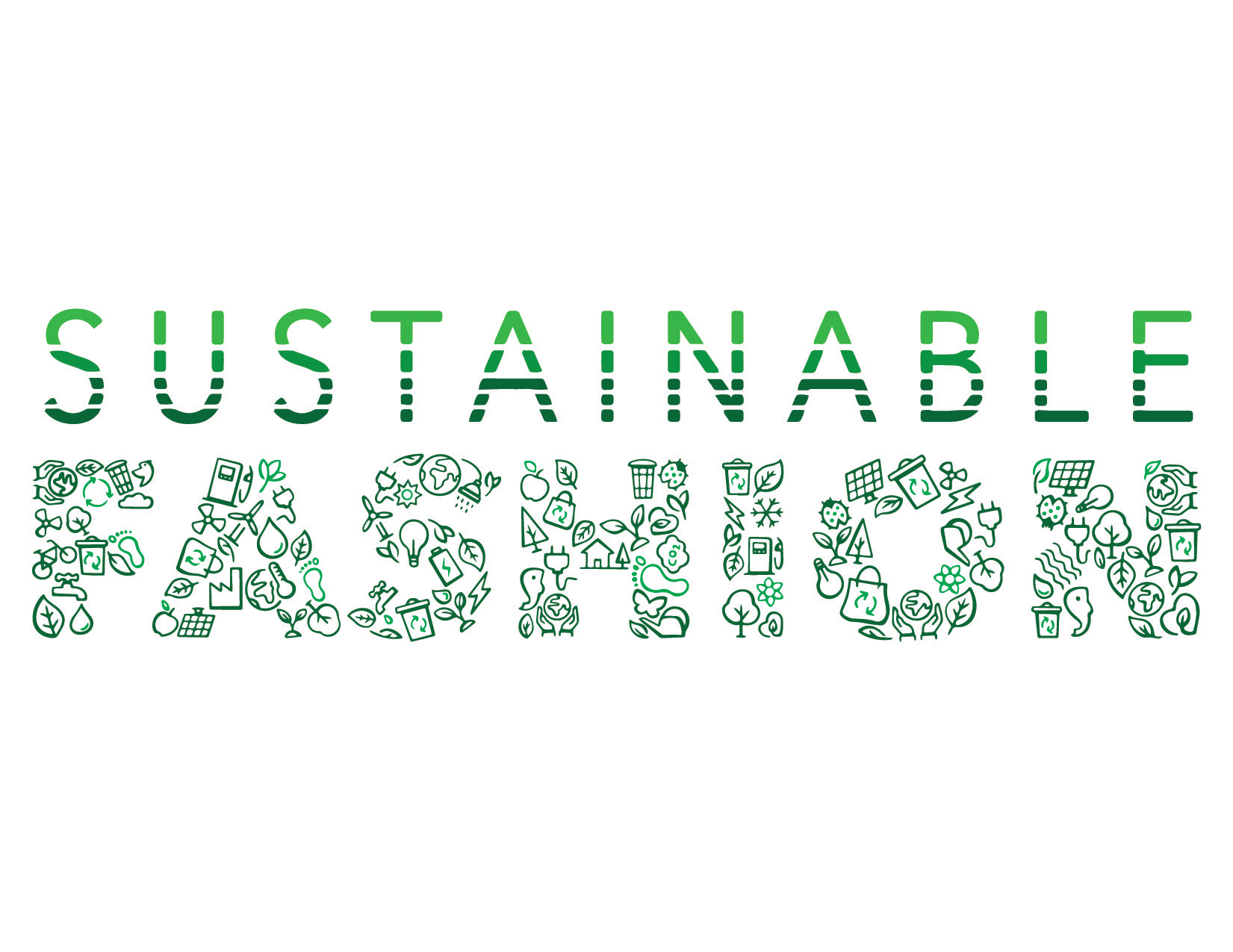 Sustainable Fashion typography design with icons