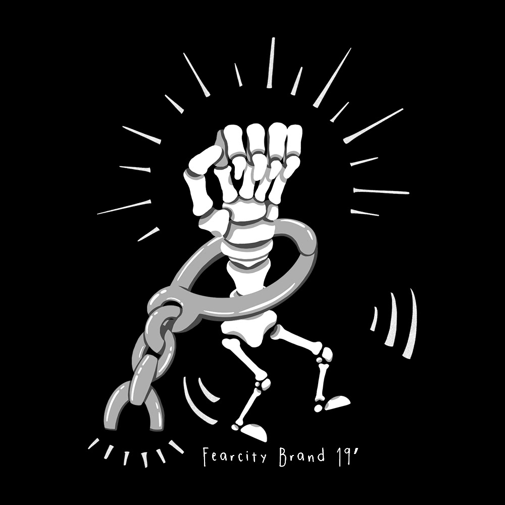 Raised skeleton fist in chains - Resist