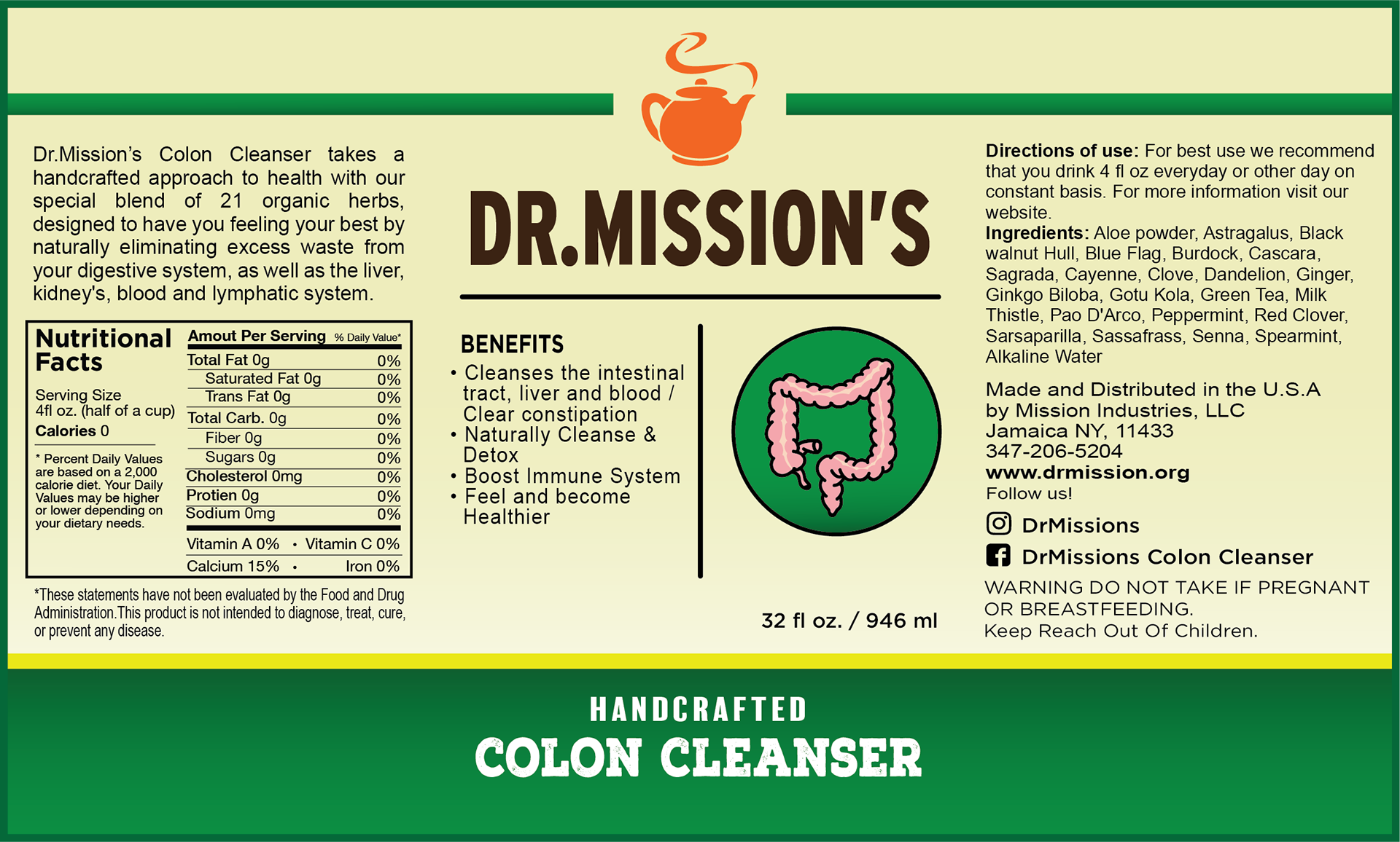 Dr.Mission's Packaging design for handcrafted colon cleanser
