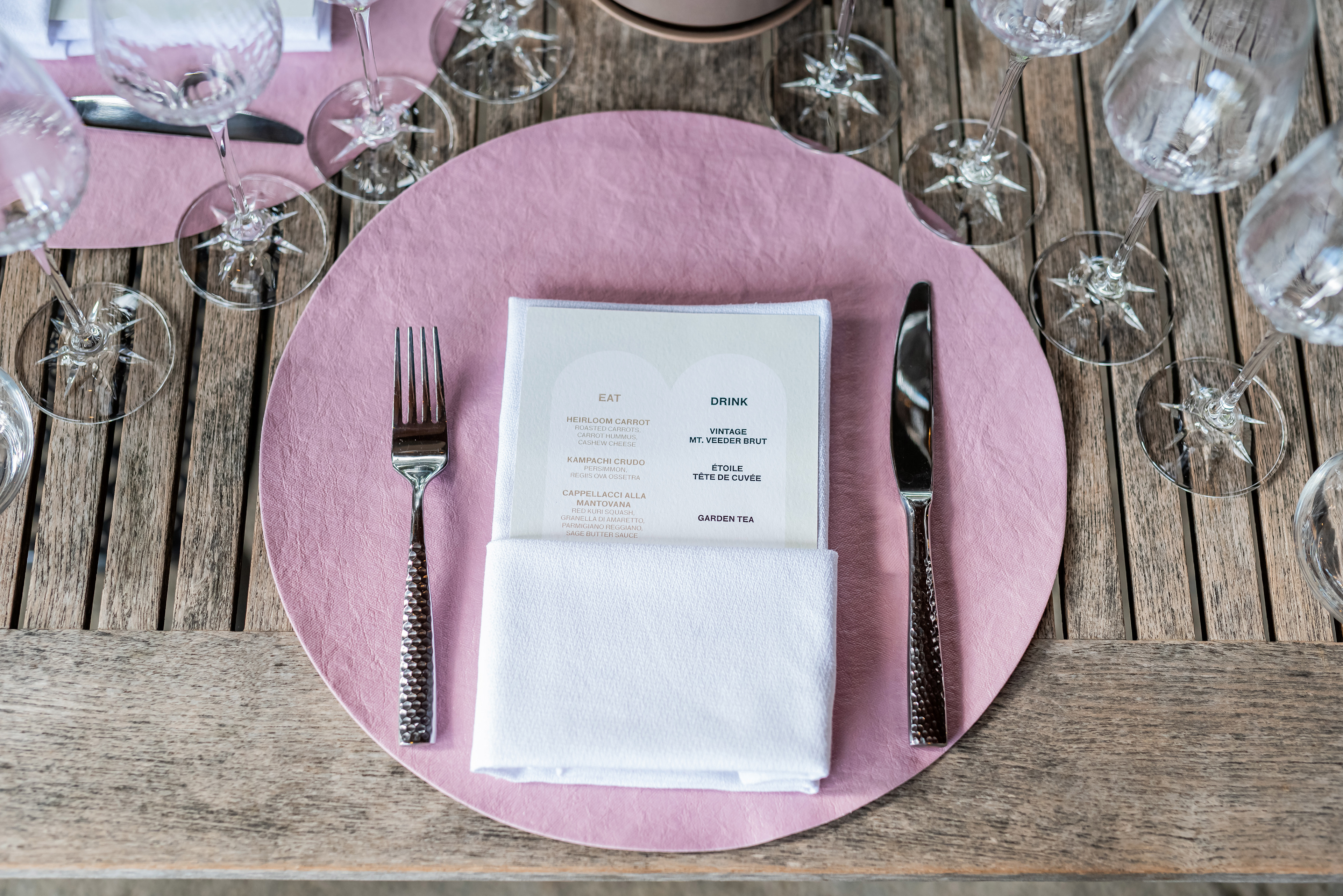 Tasting wine and food menu