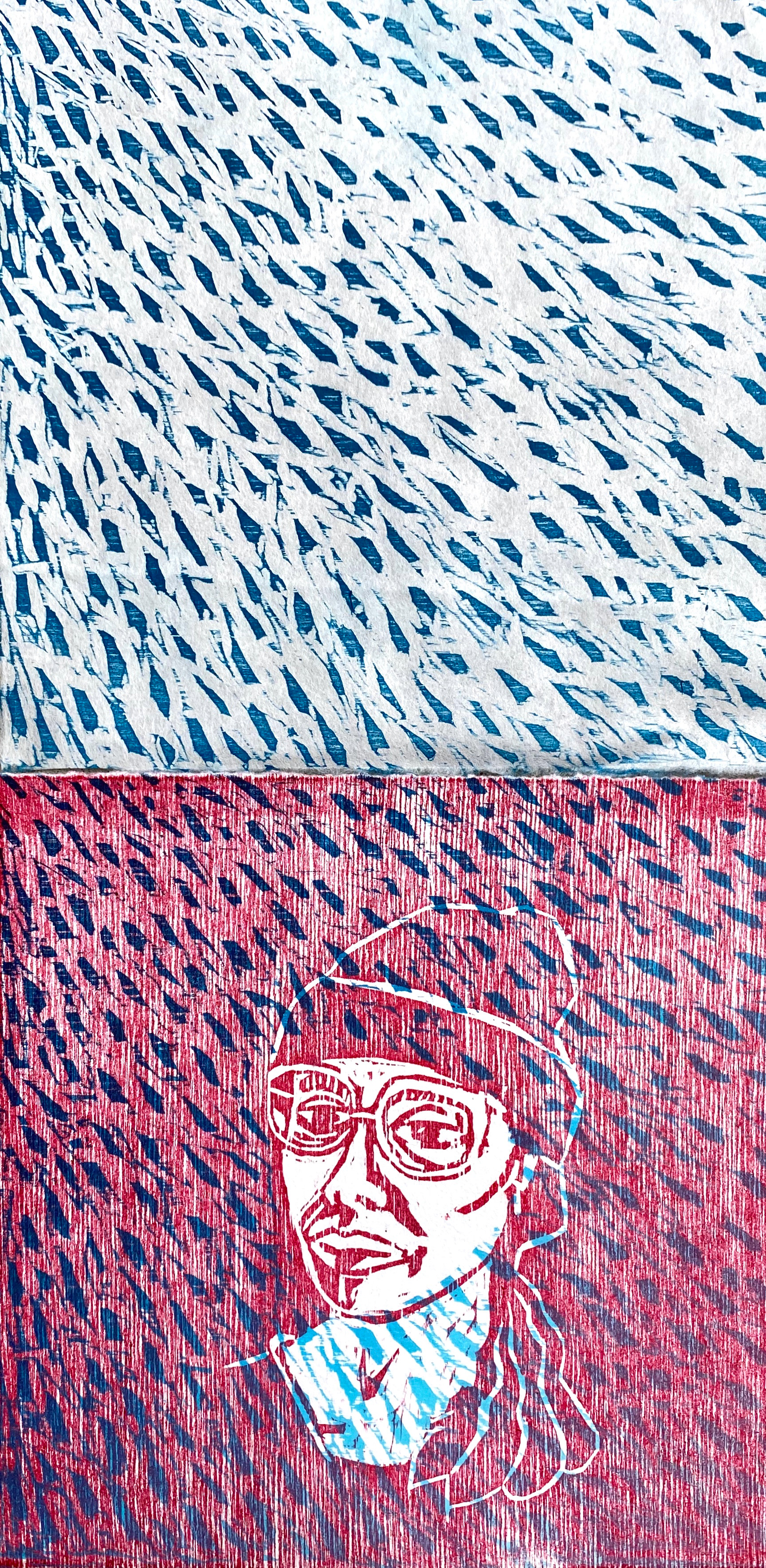 "Snow Storm" 16"x8", Woodcut, 2018