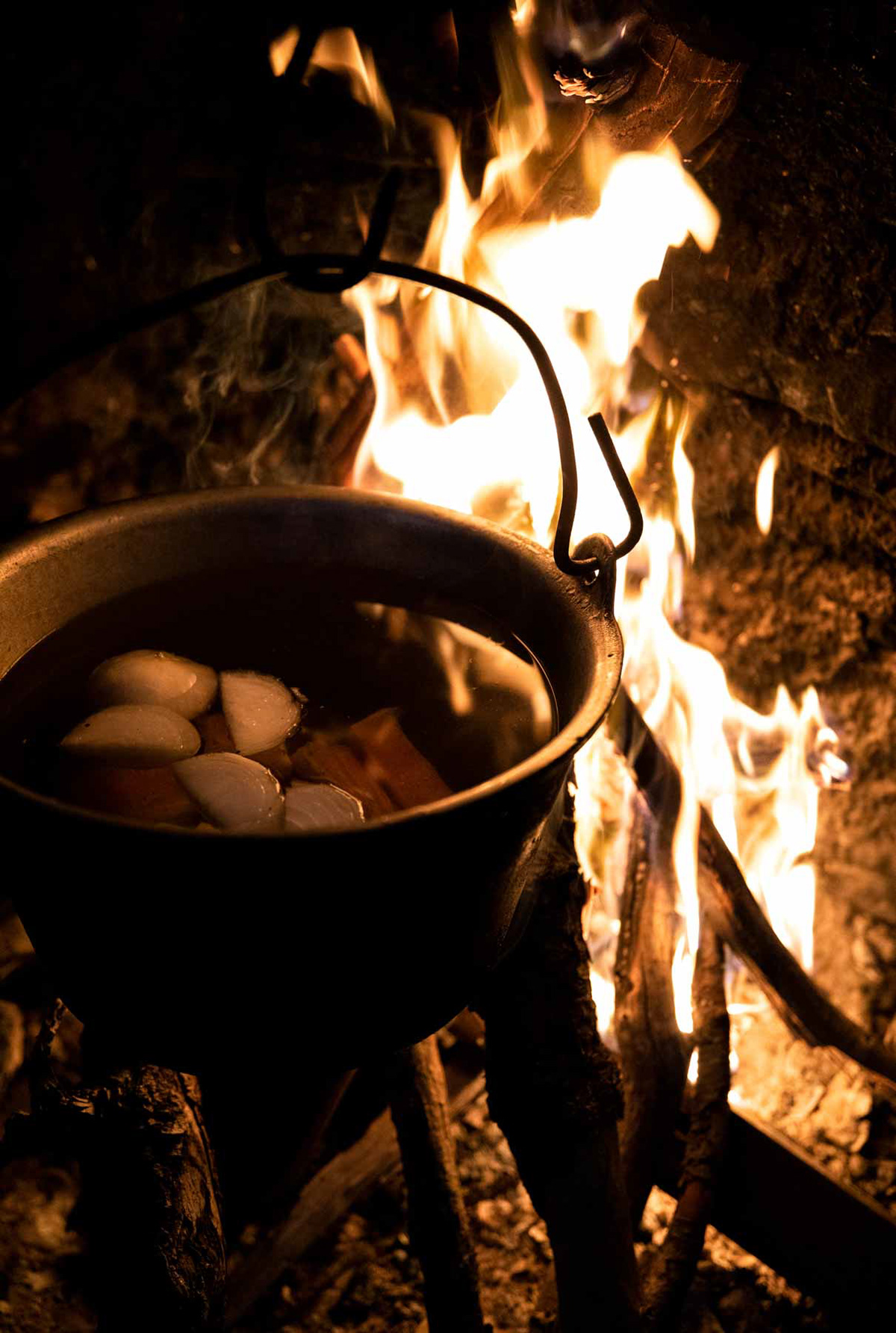 Cooking pork and potato stew