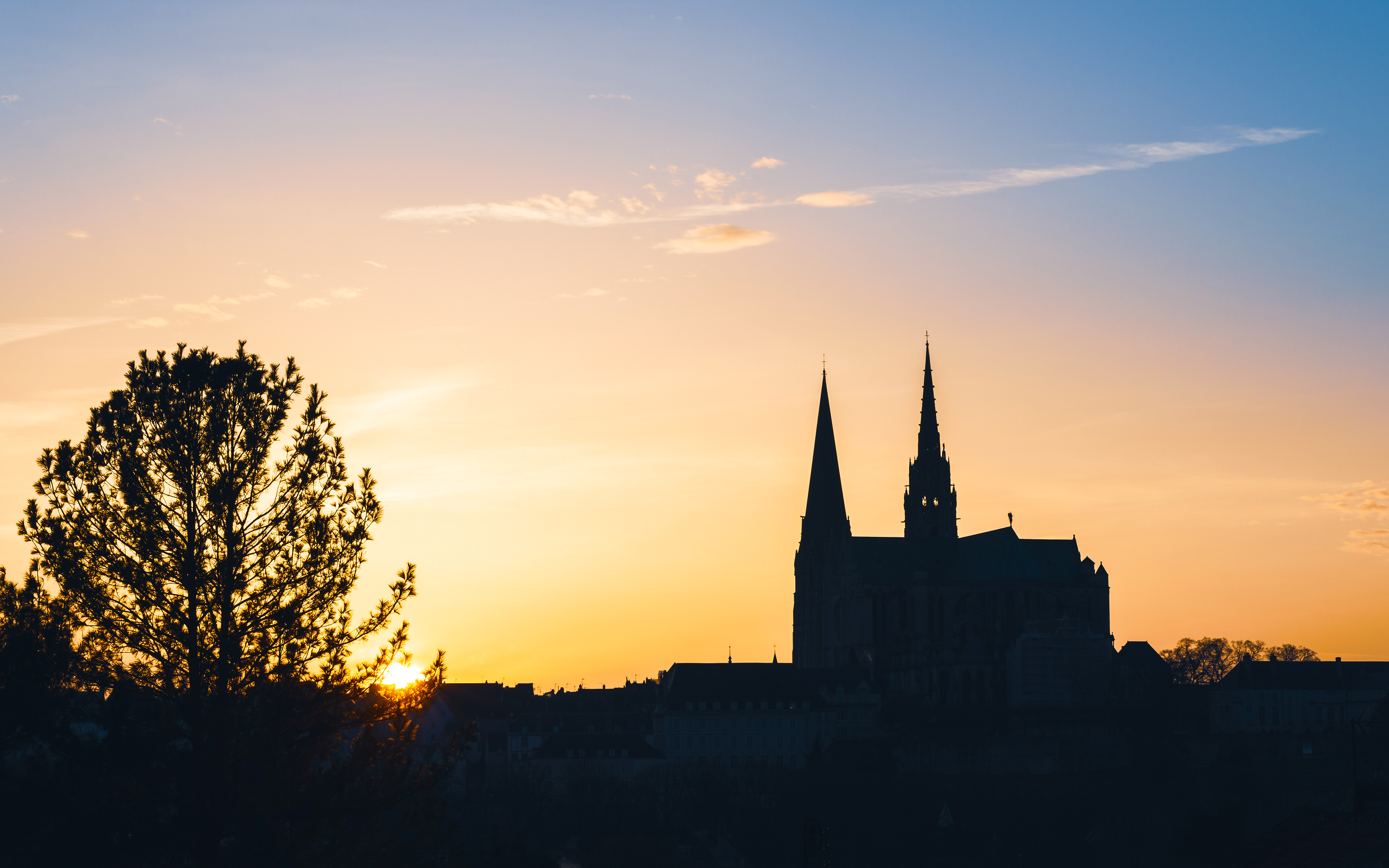 Chartres Cathedral at sunset, France