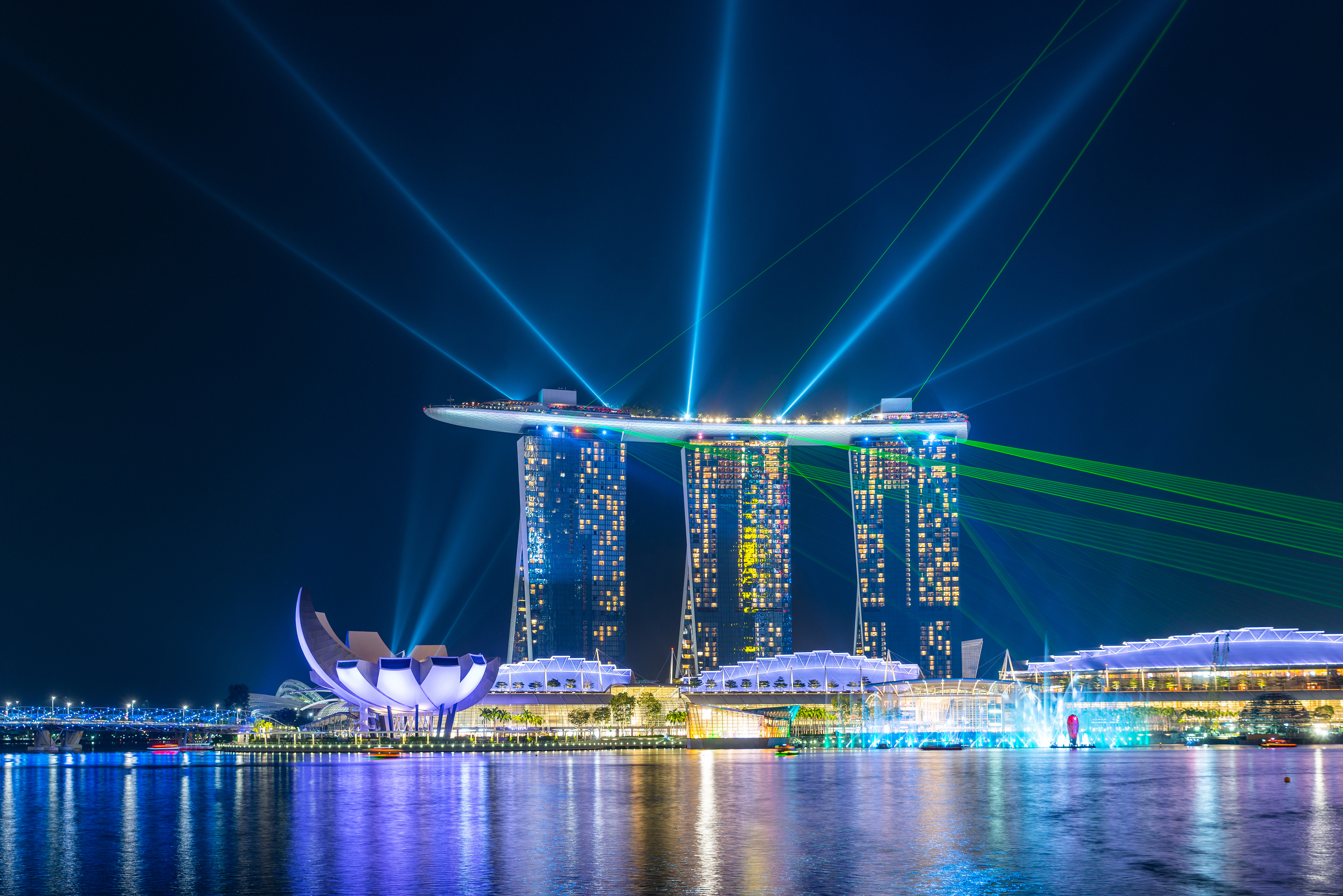 Marina Bay Sands water and light show in Singapore