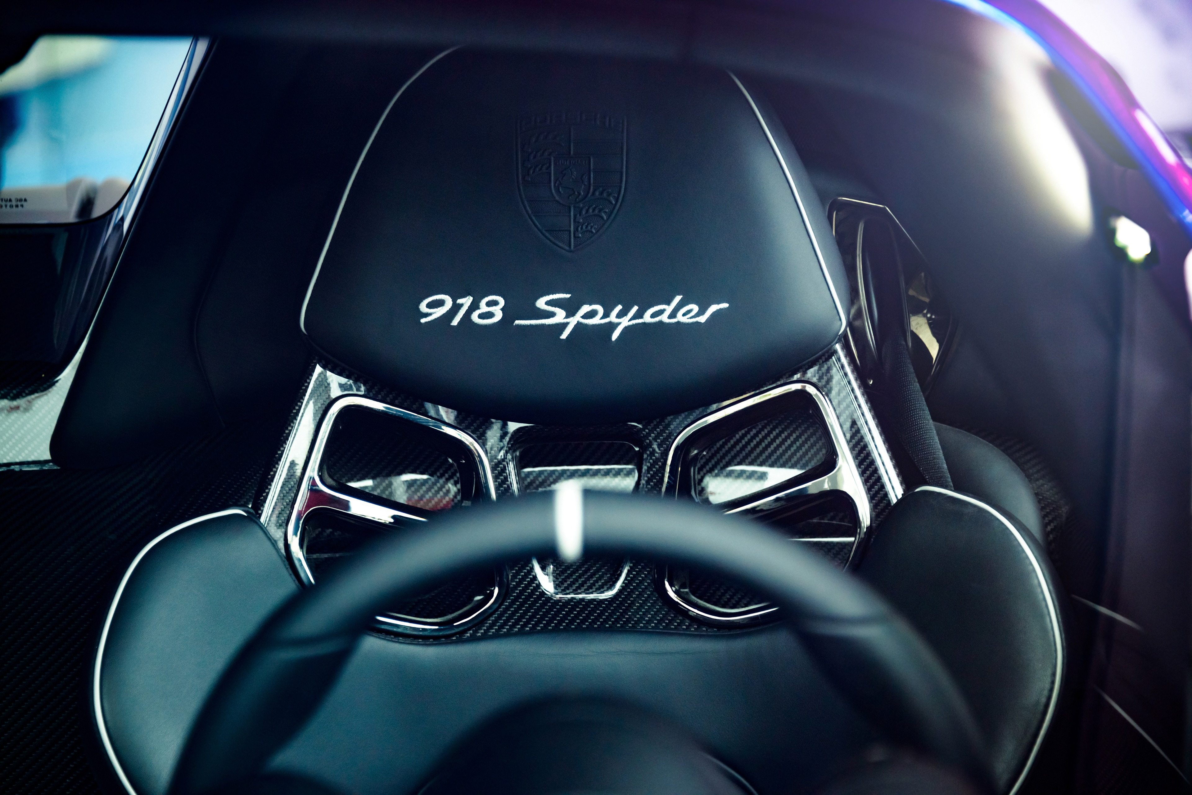 Carbon fibre and leather seat of a Porsche 918 Spyder