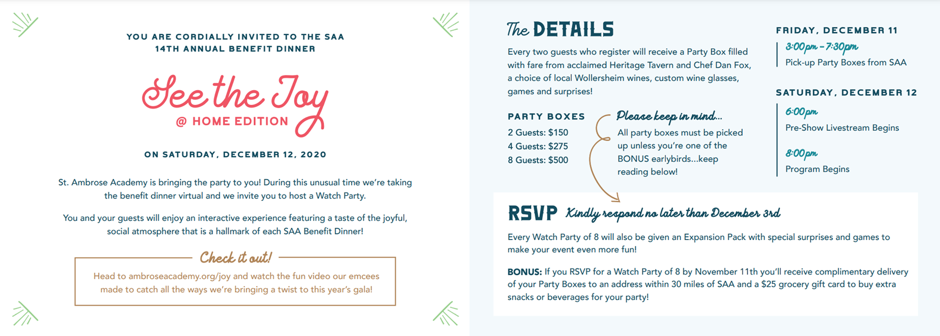 Inside spread of the invitation.
