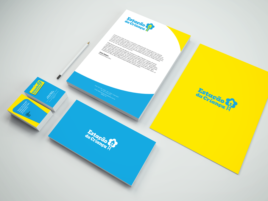 Logo redesign and stationery for Estação da Criança, a toy library in Brasília, Brazil.