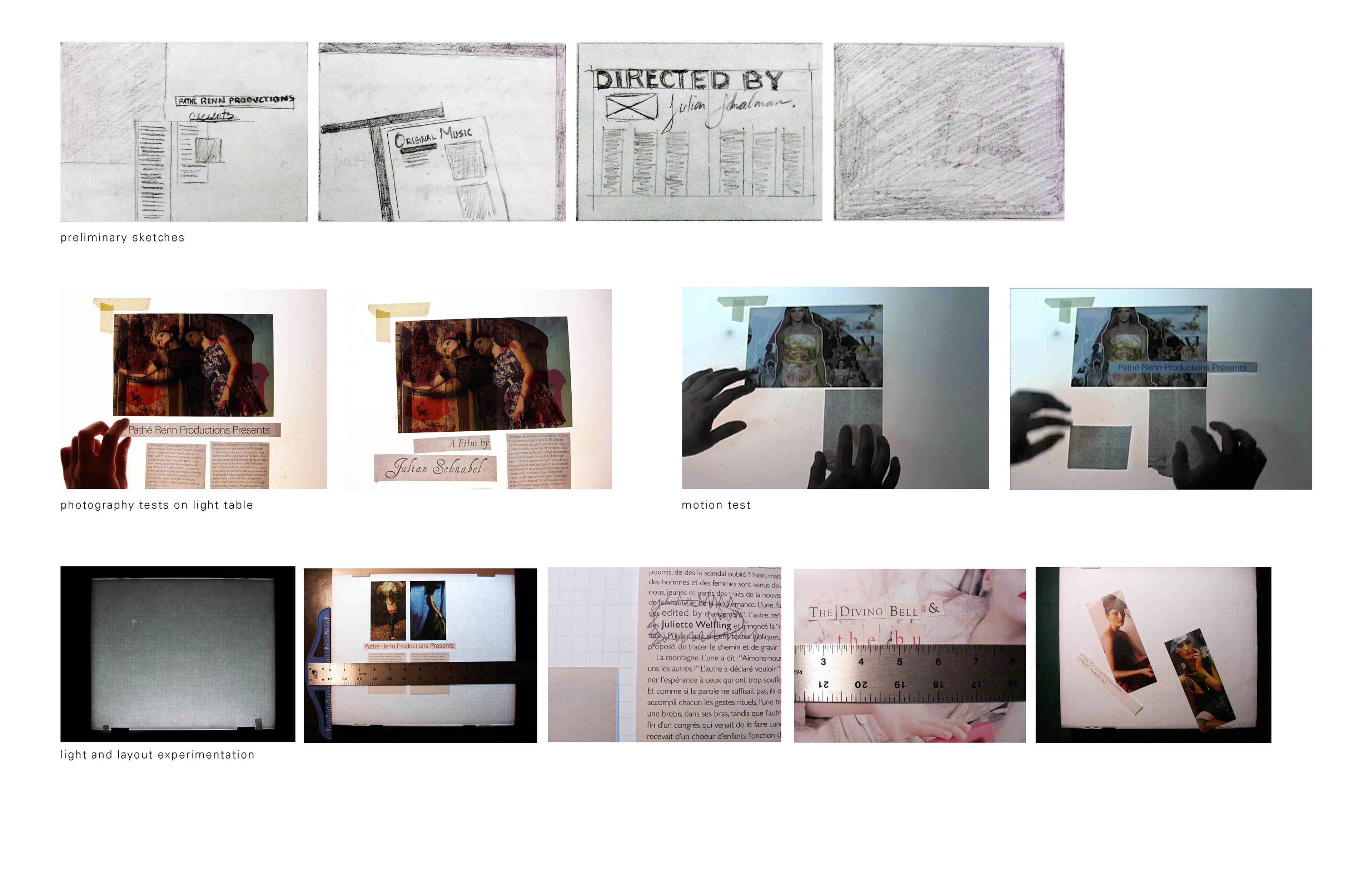 story boards and pencil sketches