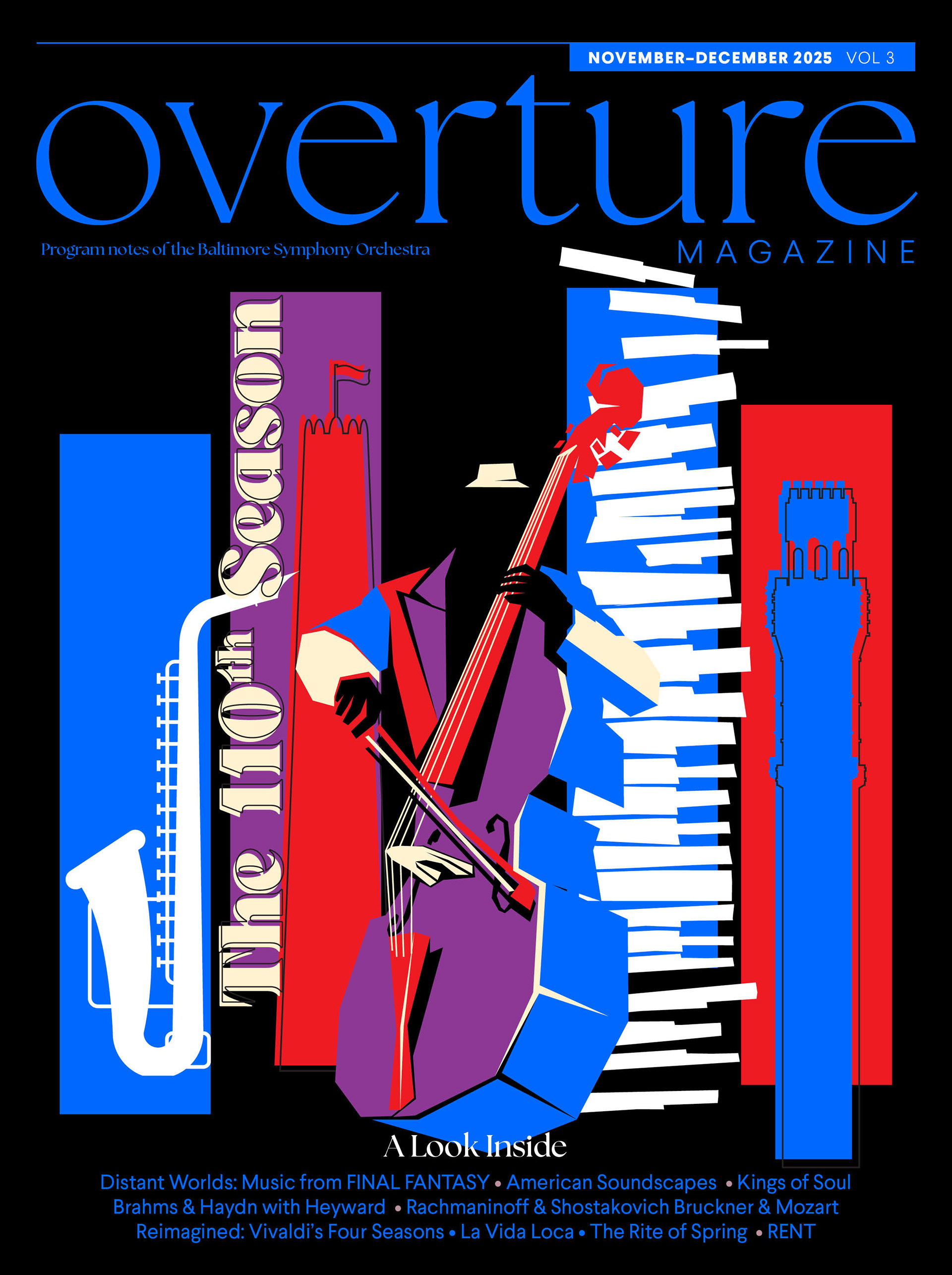 Season Rebrand and Cover Art for OVERTURE Magazine- Jan/Feb