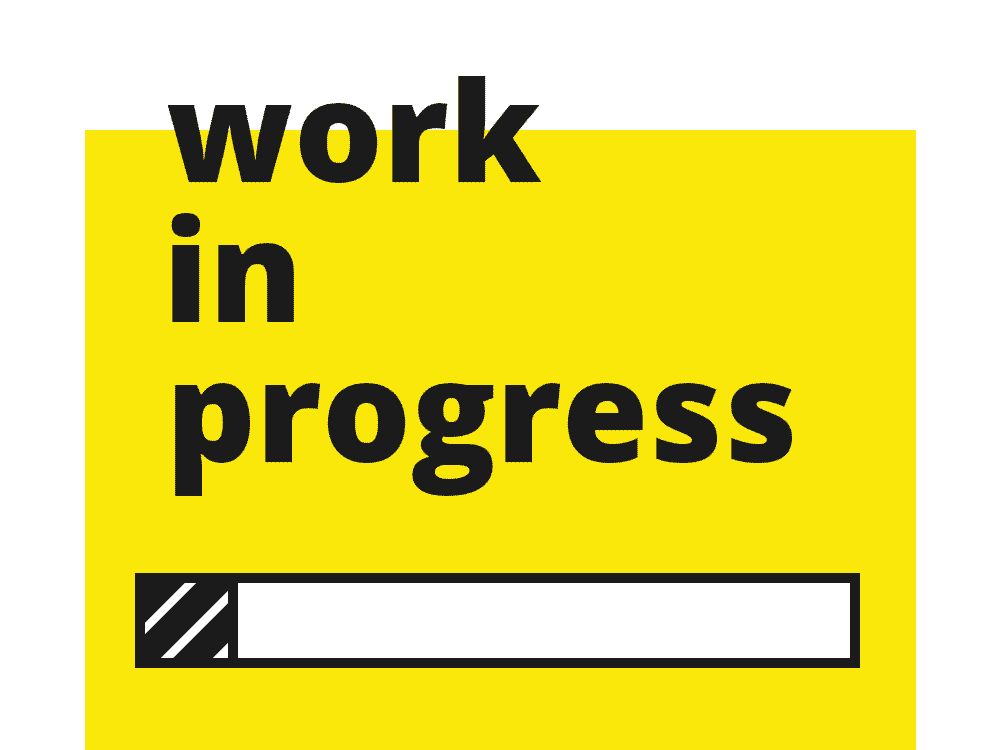Gif of "Work For Progress", includes a loading bar that never completes