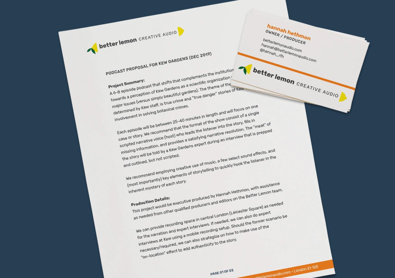 Better Lemon letterhead and business card
