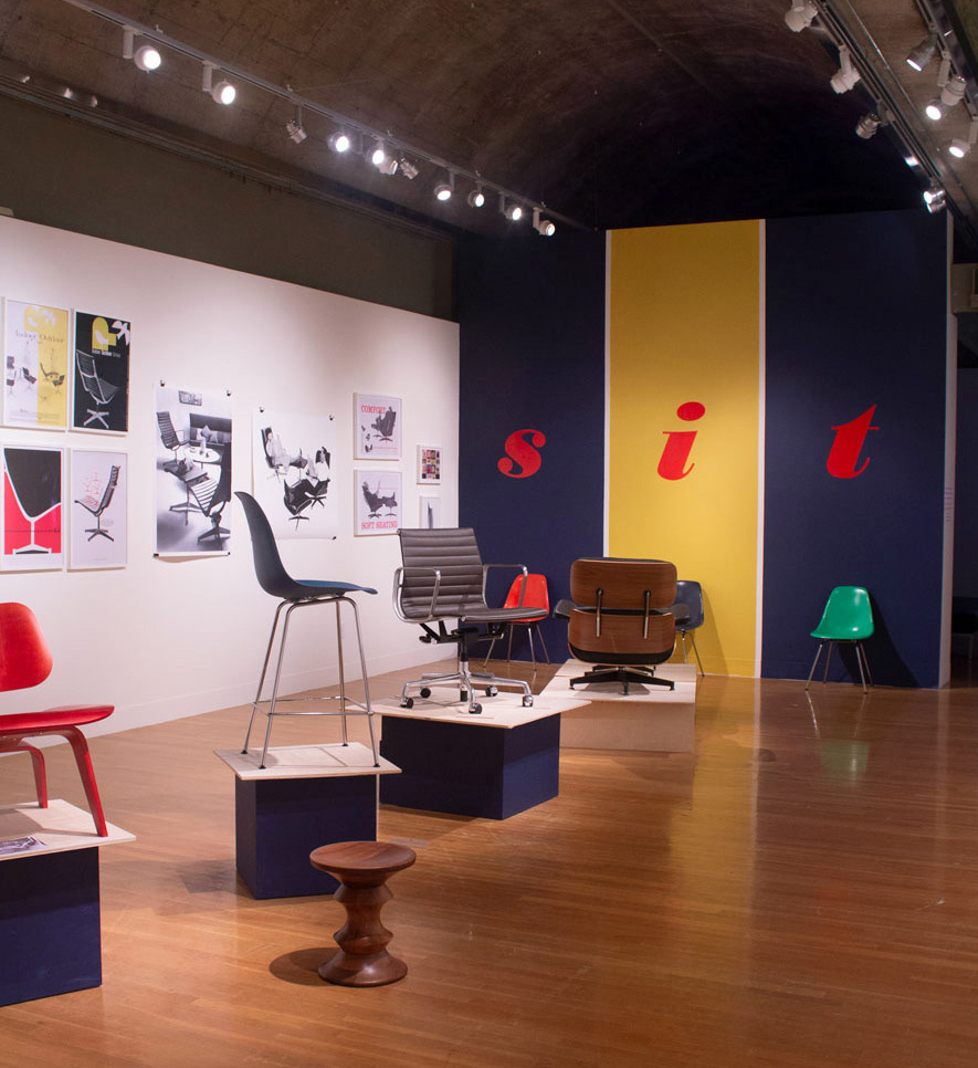 Image of chairs on pedestals, mixed with some for sitting.