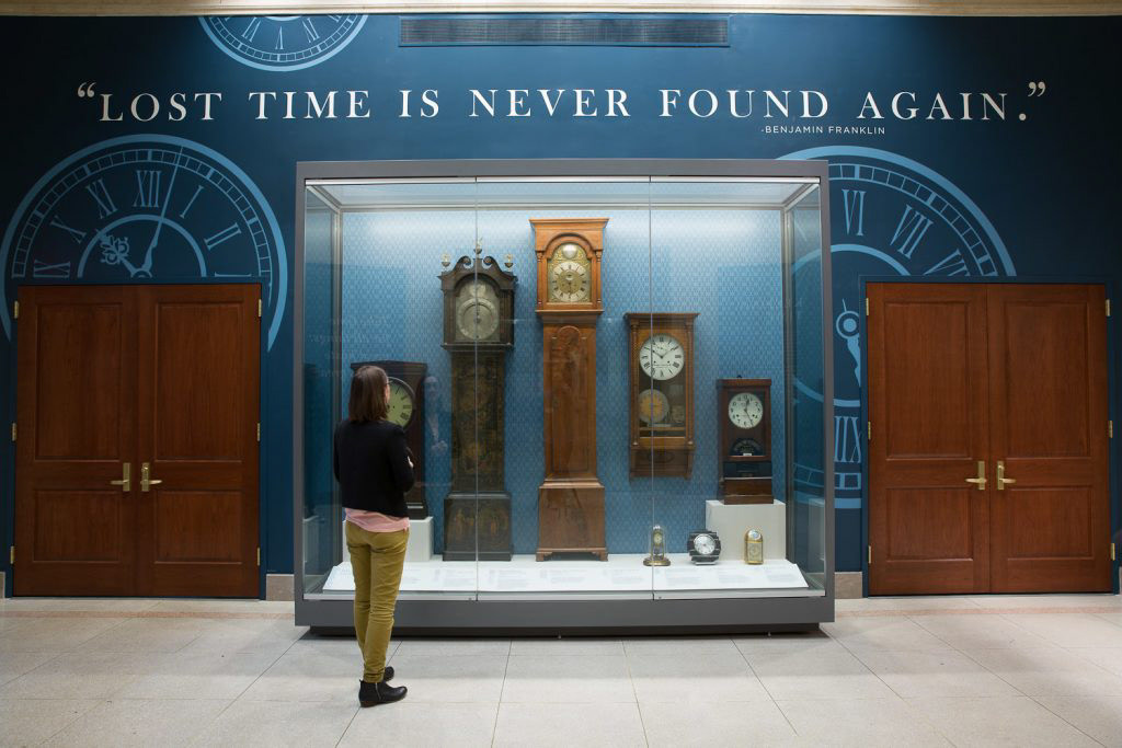Visitor looking at the collection.