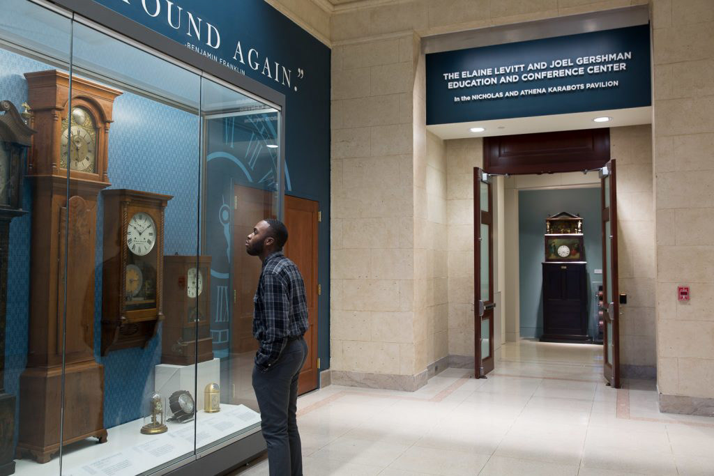 Visitor looking at the collection.